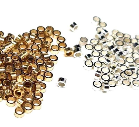 925 Sterling silver and 14k gold filled 2×1mm crimp tube , jewelry making high quality 1mm crimp tube 50pcs ,100 pcs wholesale