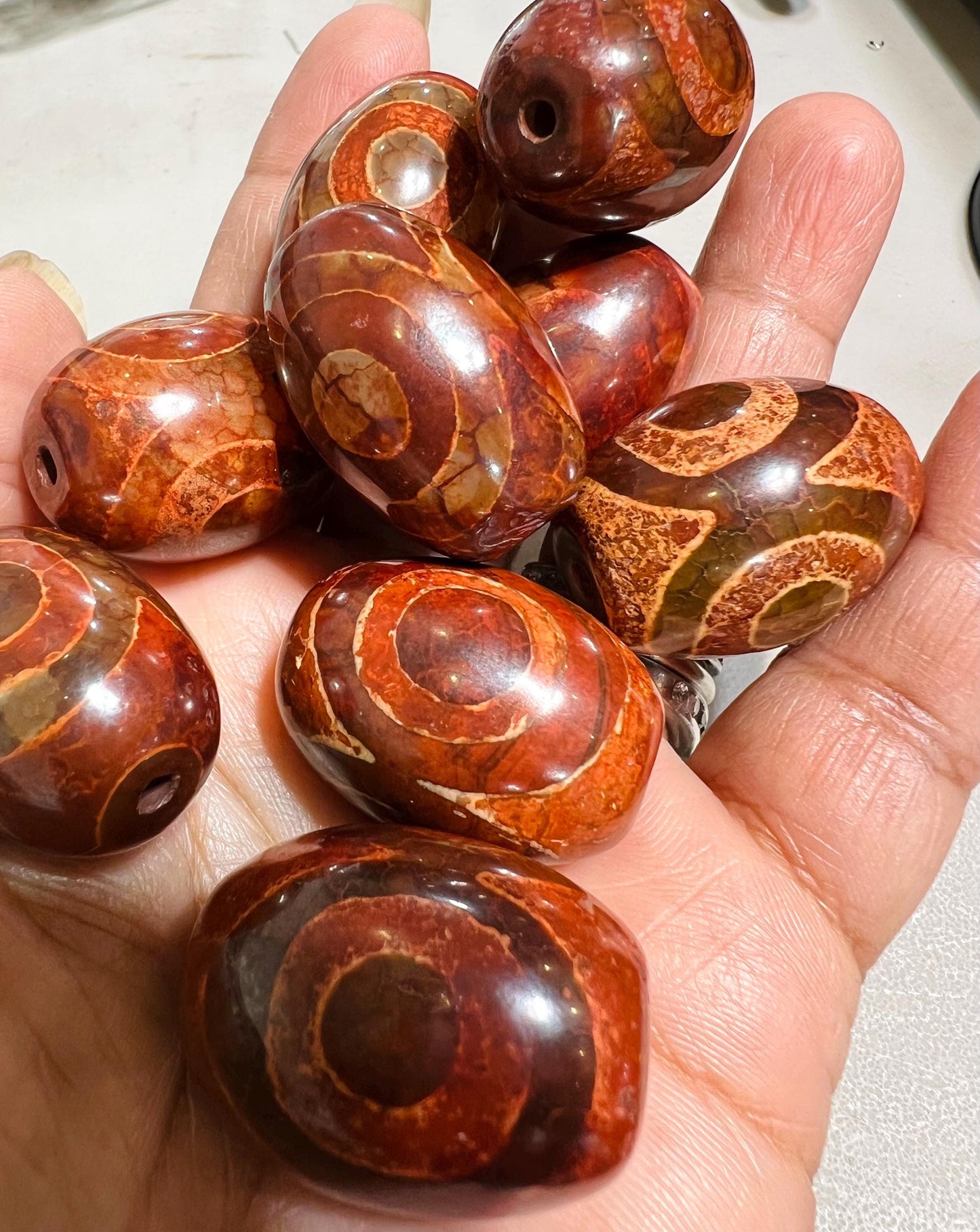 Natural Tibetan agate Evil Eye Oval drum Eye Agate huge 22x28mm vintage Jewelry Making, Art Craft Beads pocket stone protection