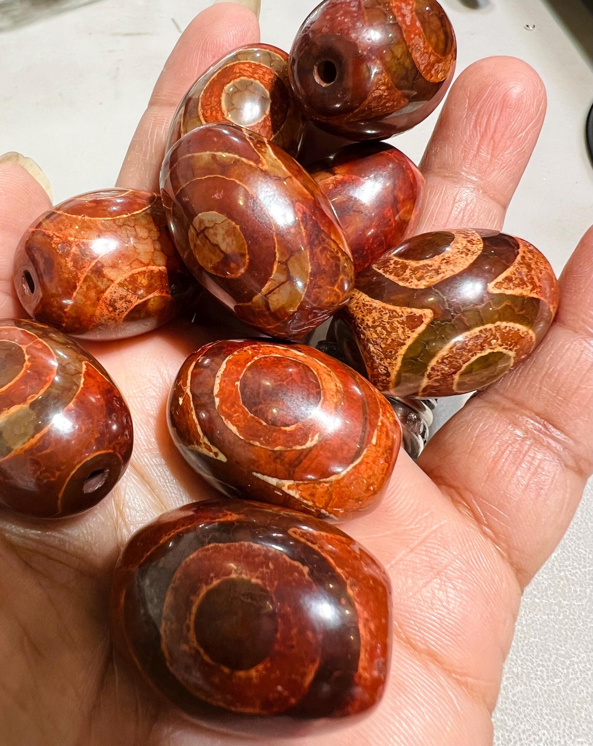 Natural Tibetan agate Evil Eye Oval drum Eye Agate huge 22x28mm vintage Jewelry Making, Art Craft Beads pocket stone protection