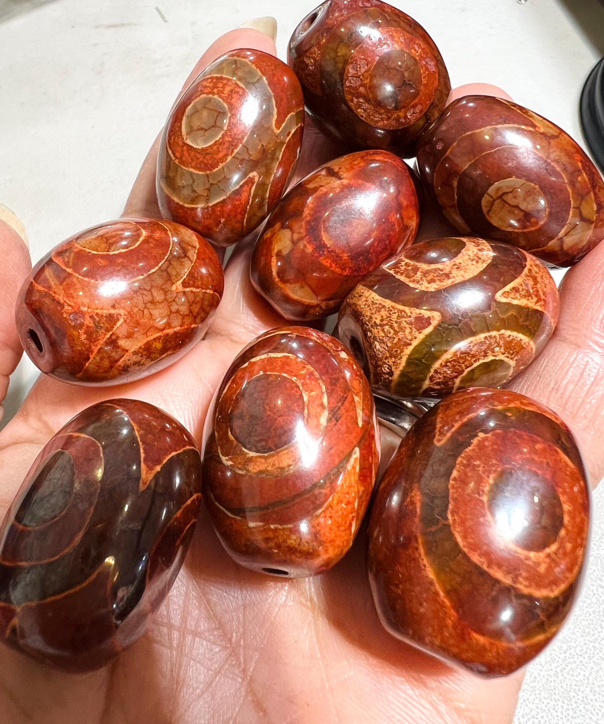 Natural Tibetan agate Evil Eye Oval drum Eye Agate huge 22x28mm vintage Jewelry Making, Art Craft Beads pocket stone protection