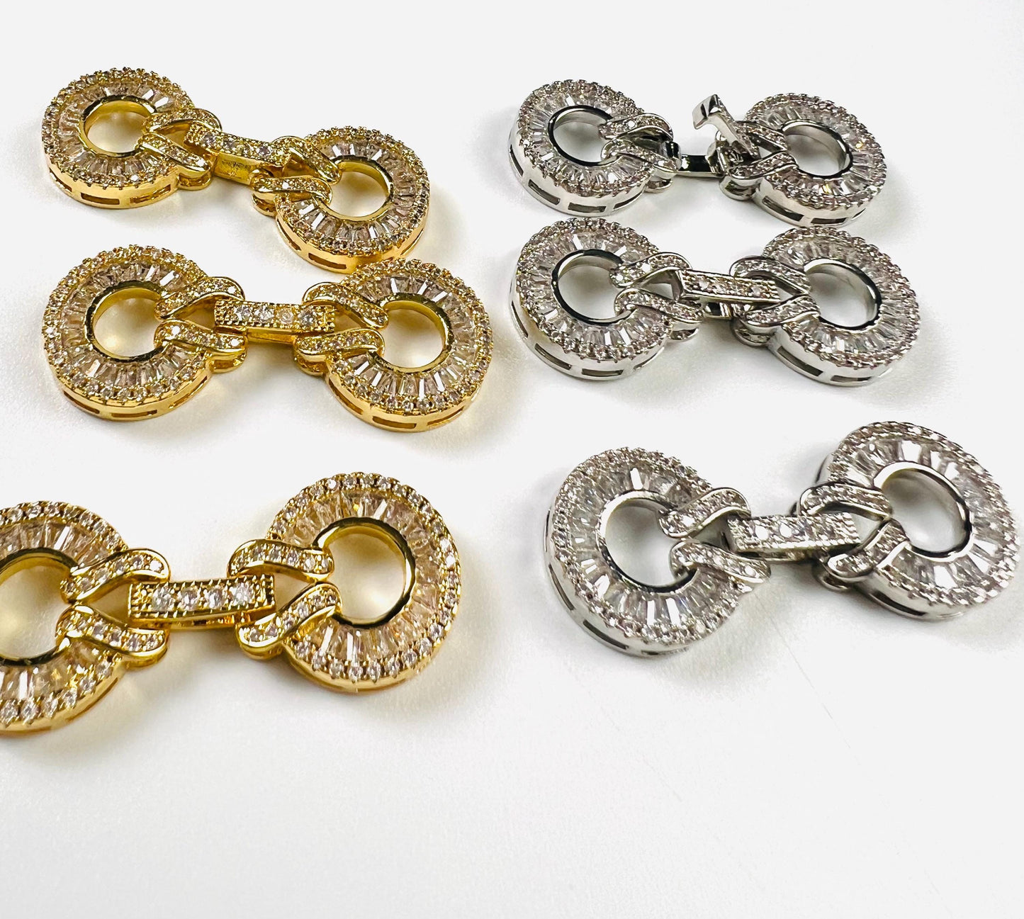 Cubic Zirconia CZ Diamond Pave clasp Jewelry making fancy clasp 1 set , 35mm Long