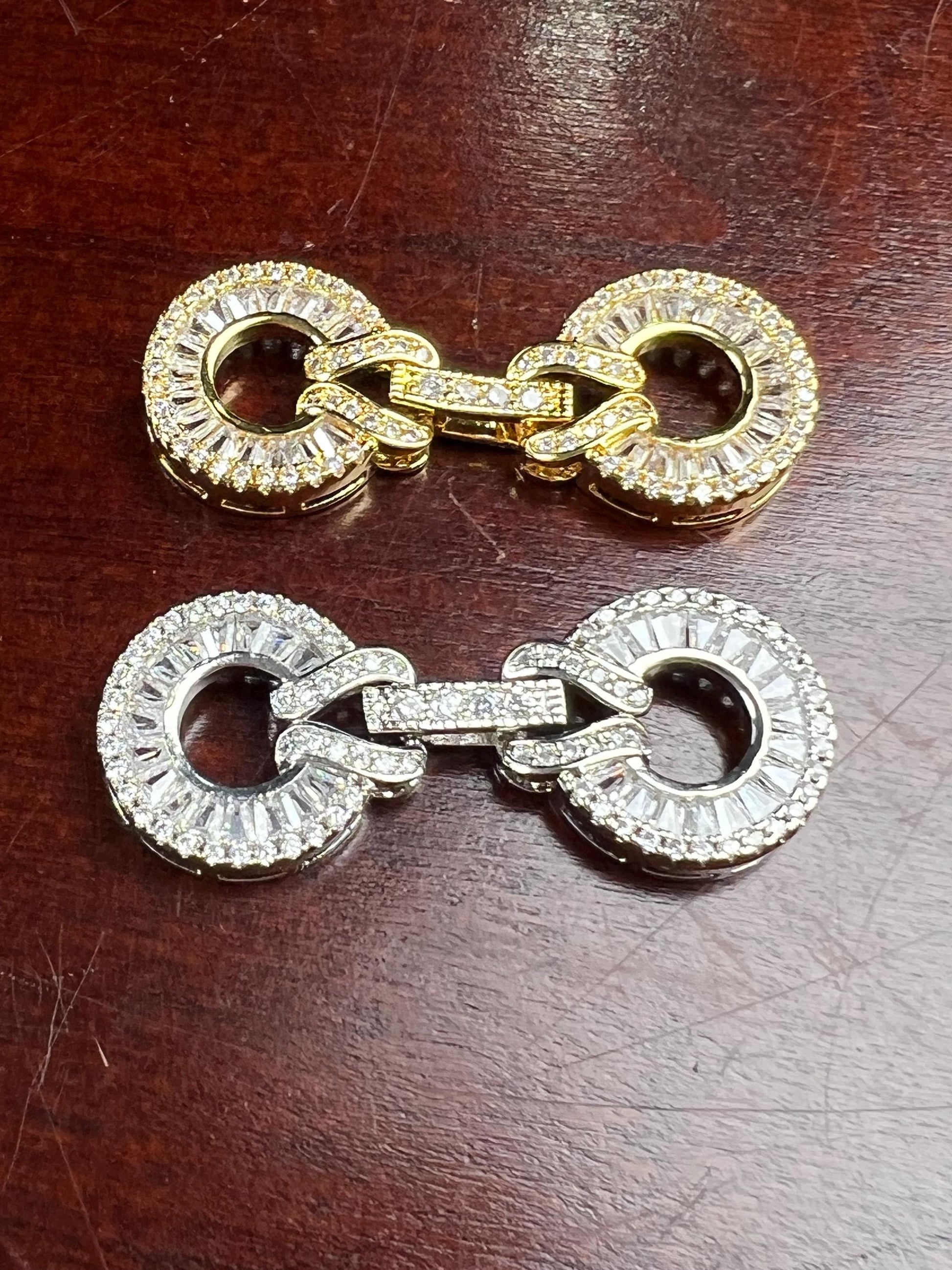 Cubic Zirconia CZ Diamond Pave clasp Jewelry making fancy clasp 1 set , 35mm Long