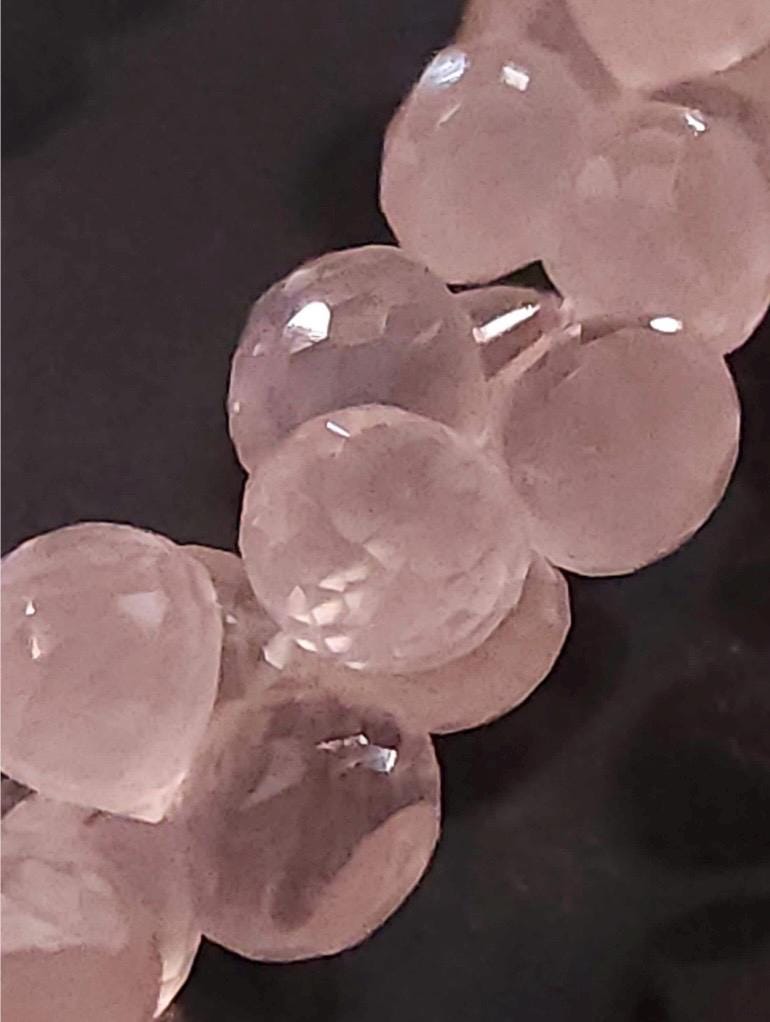 Madagascar Rose Quartz Onion drop, narural rose Quartz Faceted Onion 6-8mm Drop for Jewelry Making 4pcs, 10cs, 20 pcs
