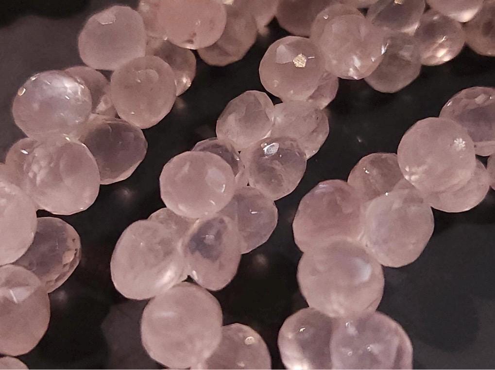 Madagascar Rose Quartz Onion drop, narural rose Quartz Faceted Onion 6-8mm Drop for Jewelry Making 4pcs, 10cs, 20 pcs