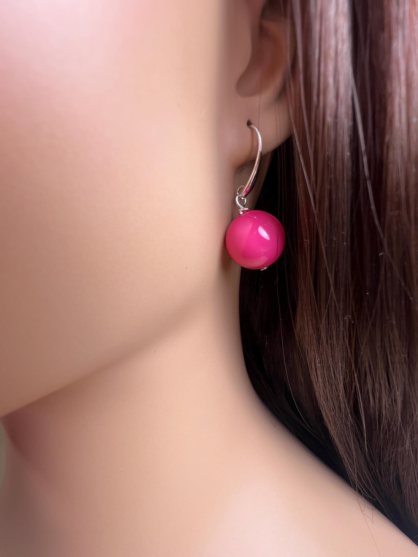 Hot Pink South SeaShell Pearl 16mm Largre High Luster Earrings color Valentines Bridal party wear Gift for Her