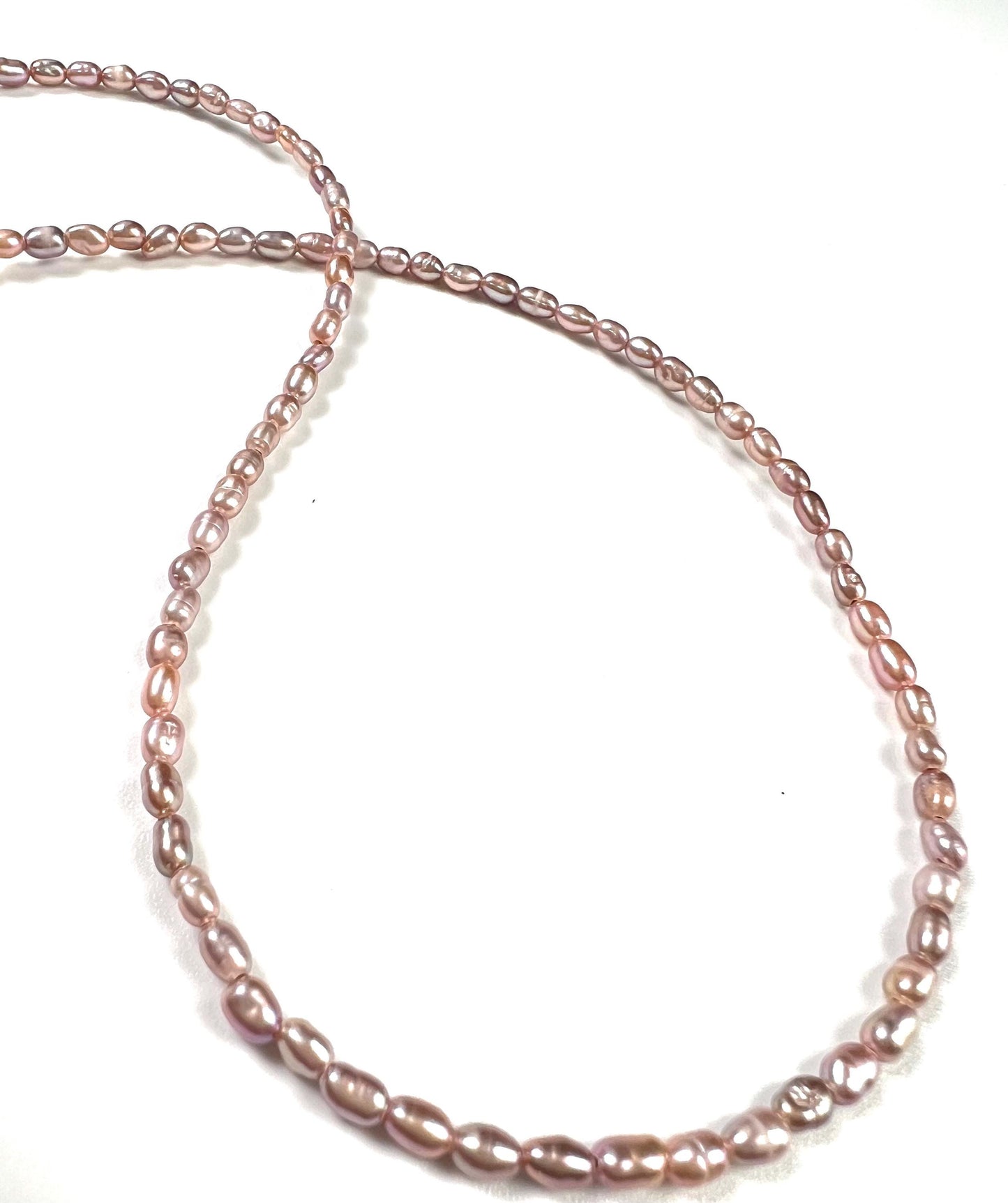 Natural Freshwater Pearl AAA quality pitchy pink purple rice oval Pearl Necklace, wedding Holiday gift