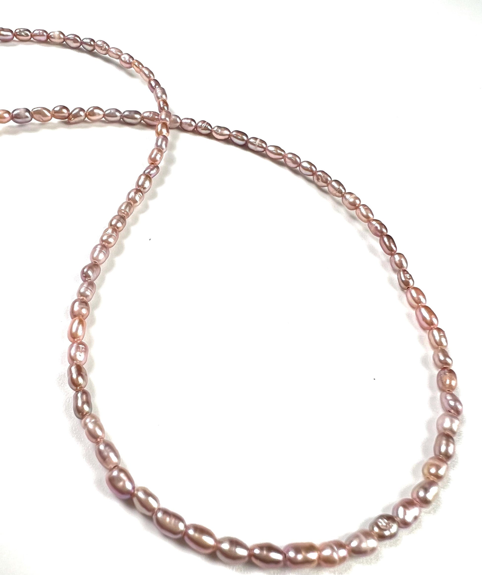 Natural Freshwater Pearl AAA quality pitchy pink purple rice oval Pearl Necklace, wedding Holiday gift