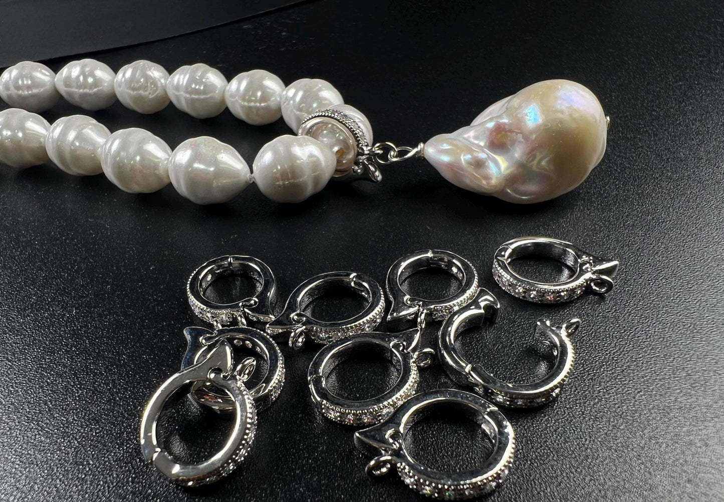 Cubic zirconia Sterling Silver CZ diamond Enhancer Hinged Bail Heavy duty Interchangeable Pendant holder 11mm snap on Bail