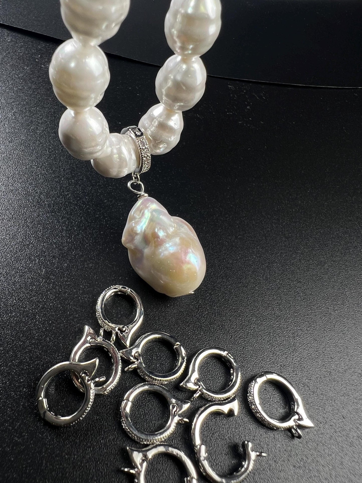 Cubic zirconia Sterling Silver CZ diamond Enhancer Hinged Bail Heavy duty Interchangeable Pendant holder 11mm snap on Bail