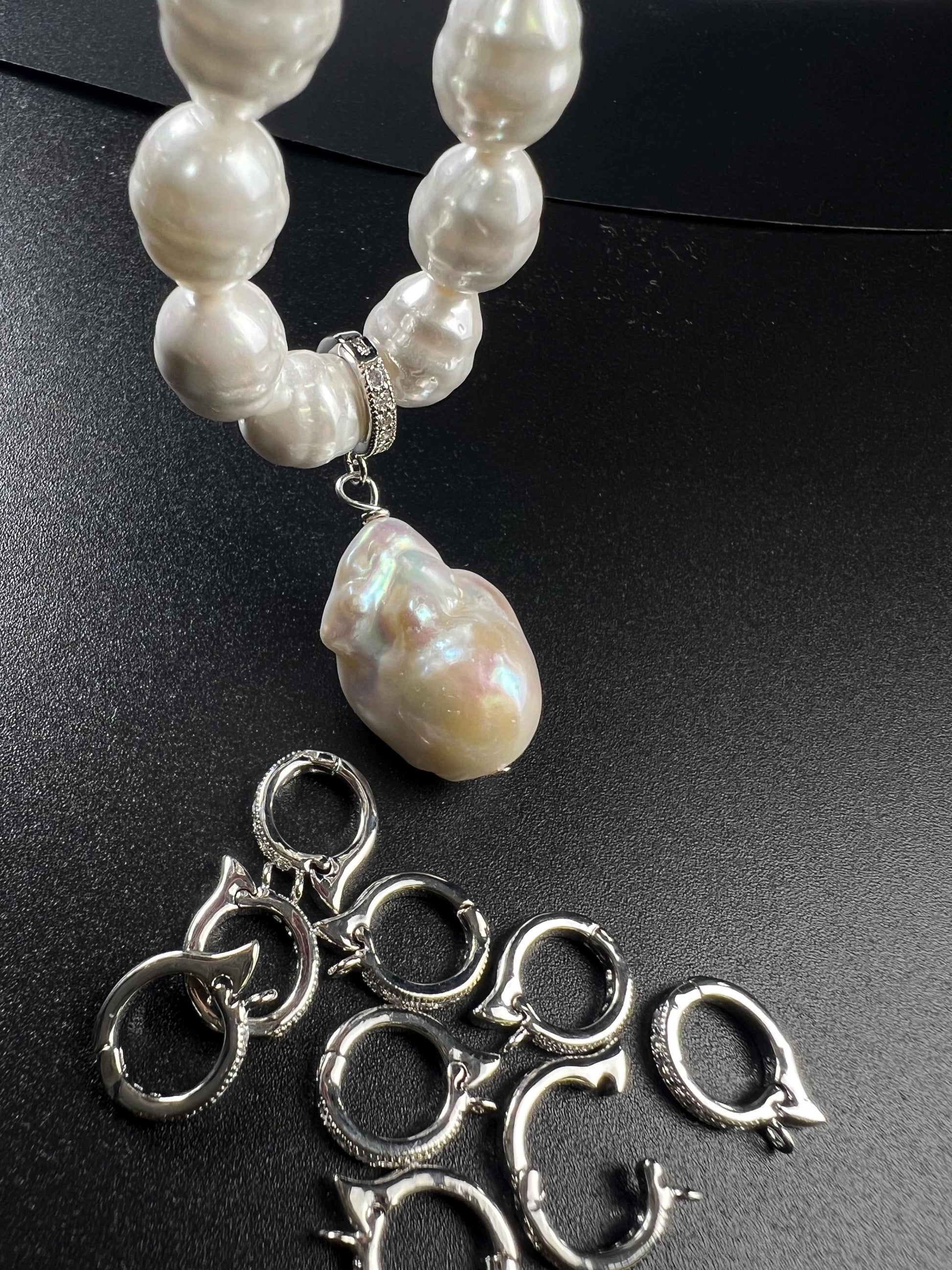 Cubic zirconia Sterling Silver CZ diamond Enhancer Hinged Bail Heavy duty Interchangeable Pendant holder 11mm snap on Bail