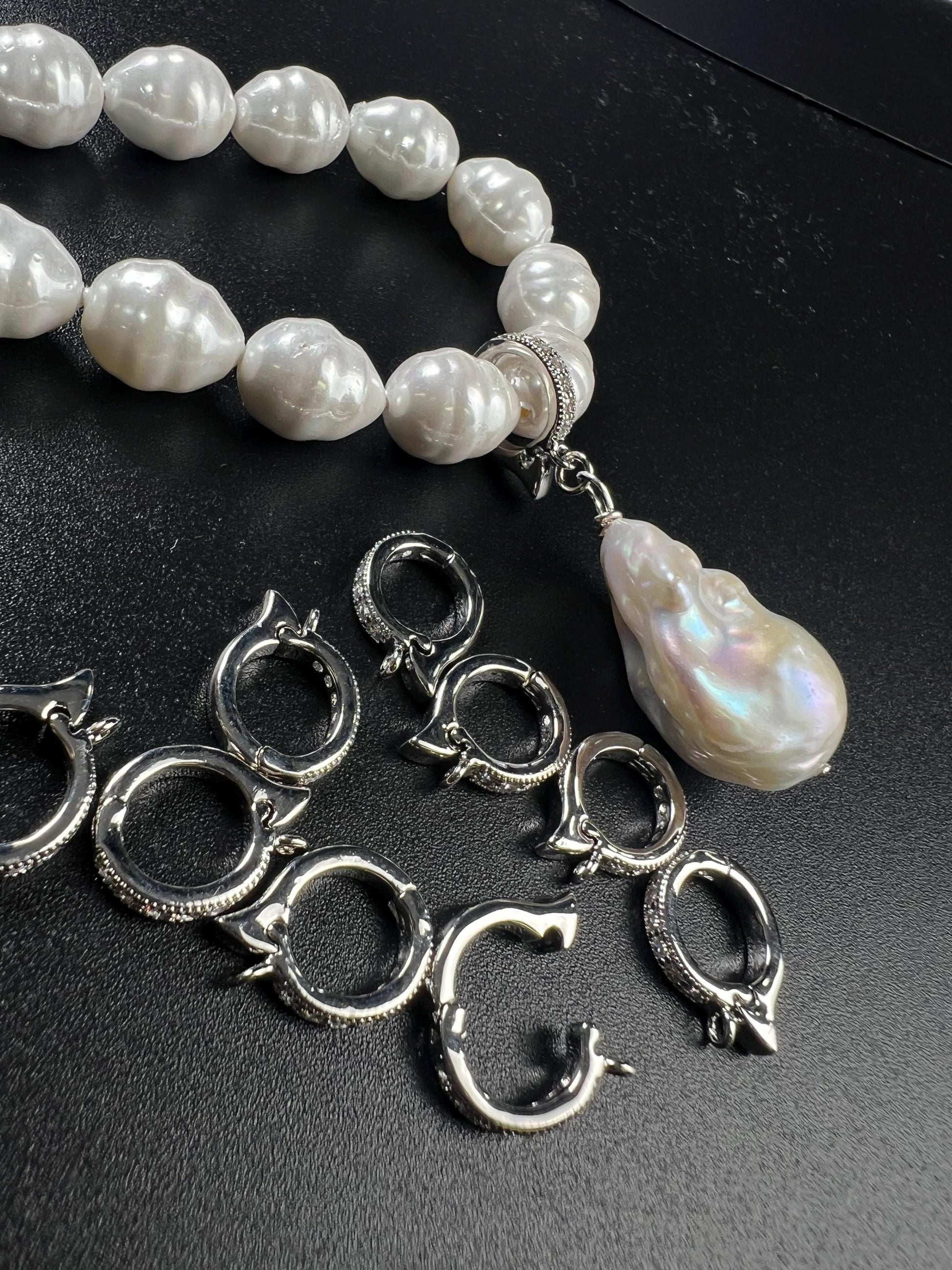 Cubic zirconia Sterling Silver CZ diamond Enhancer Hinged Bail Heavy duty Interchangeable Pendant holder 11mm snap on Bail