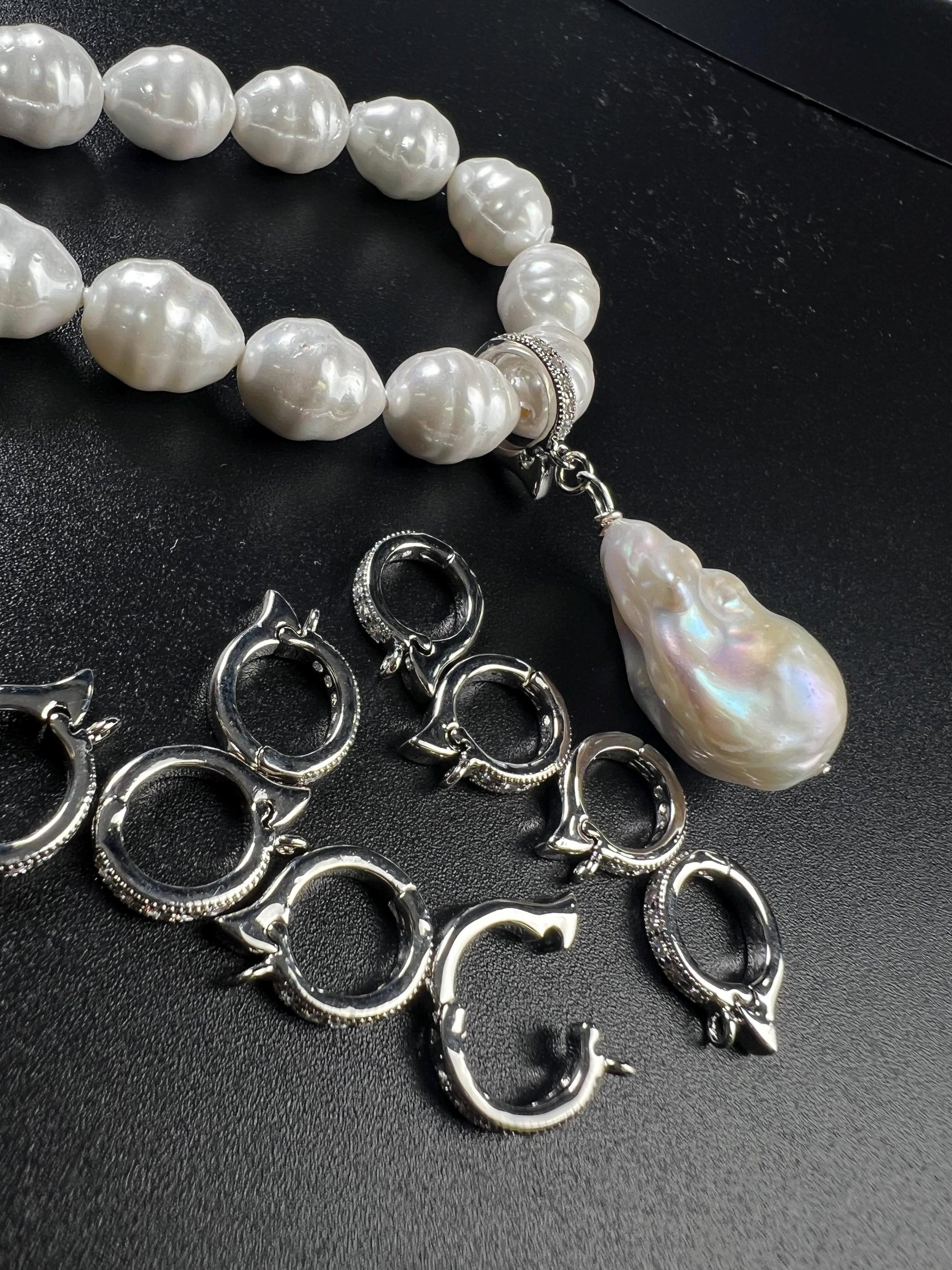 Cubic zirconia Sterling Silver CZ diamond Enhancer Hinged Bail Heavy duty Interchangeable Pendant holder 11mm snap on Bail