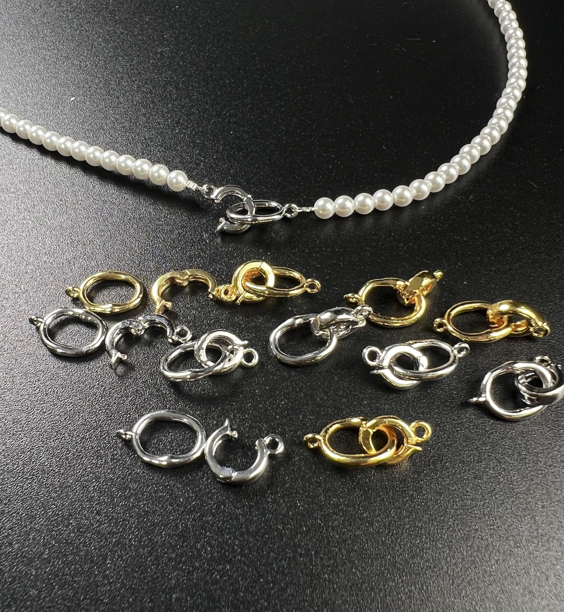 Hook and Eye Pearl clasp, Interchangeable charm pendant hanging enhancer bail hinged open clasp Rhodium Silver 18k gold plated beauty clasp