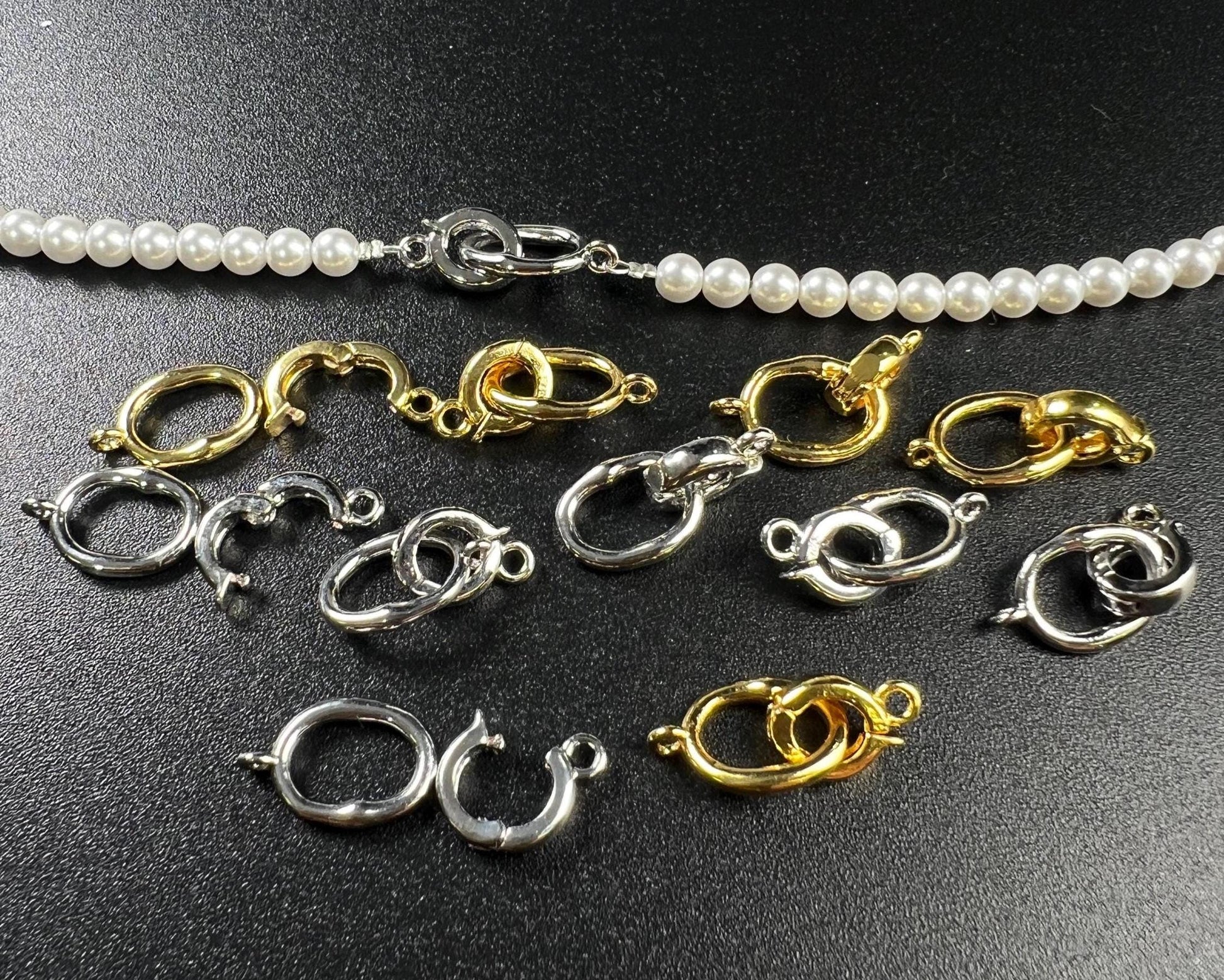 Hook and Eye Pearl clasp, Interchangeable charm pendant hanging enhancer bail hinged open clasp Rhodium Silver 18k gold plated beauty clasp