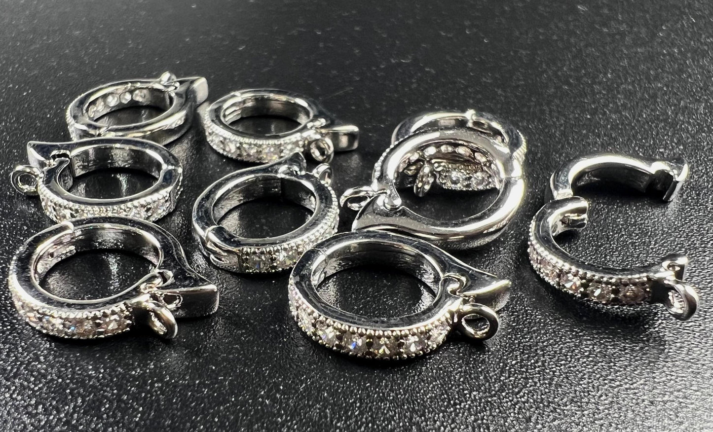 Cubic zirconia Sterling Silver CZ diamond Enhancer Hinged Bail Heavy duty Interchangeable Pendant holder 11mm snap on Bail