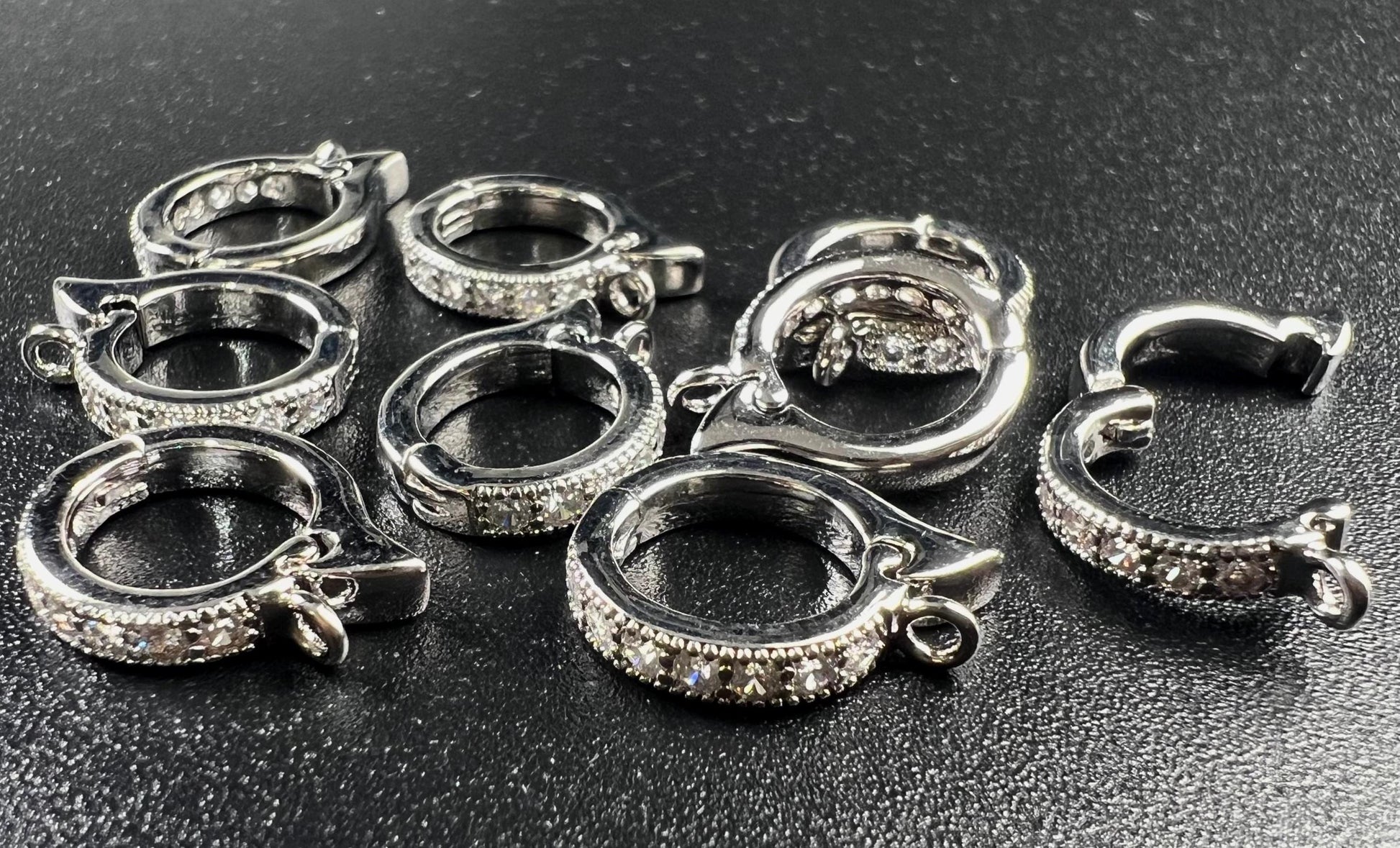 Cubic zirconia Sterling Silver CZ diamond Enhancer Hinged Bail Heavy duty Interchangeable Pendant holder 11mm snap on Bail