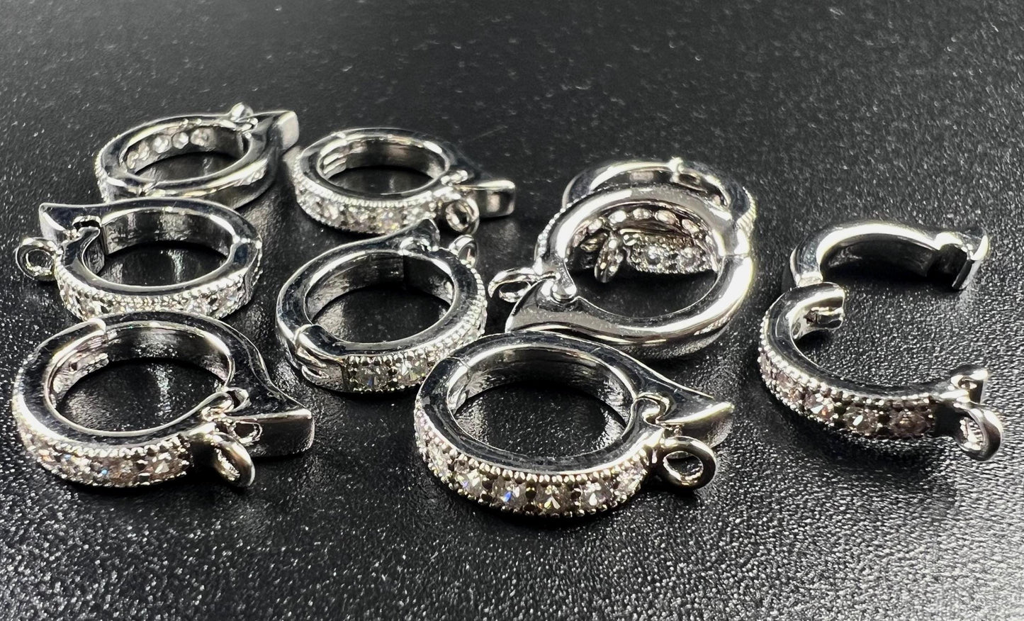 Cubic zirconia Sterling Silver CZ diamond Enhancer Hinged Bail Heavy duty Interchangeable Pendant holder 11mm snap on Bail