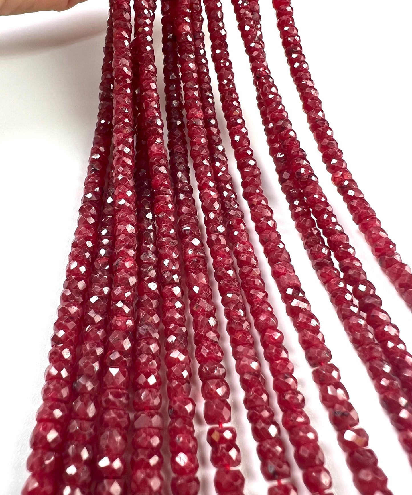 Genuine Ruby Faceted Rondelle 4mm Jewelry Making Gemstone Beads 12" Strand, May birthstone