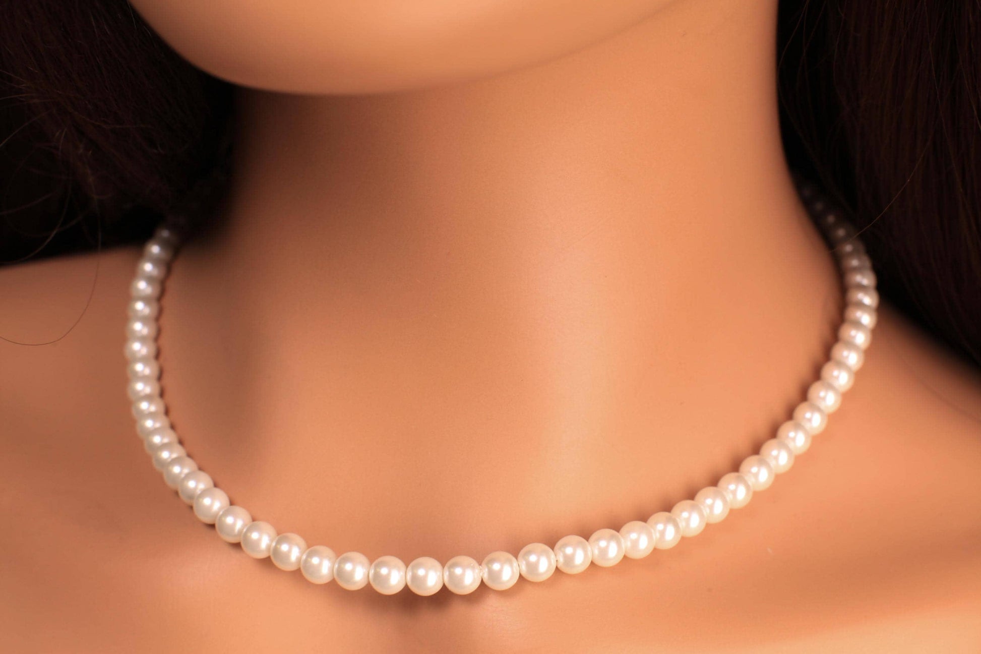 South Sea Shell White 8mm Pearl with Fancy Heart CZ Diamond Sterling Silver Foldable Clasp, Bridal, Handmade Gift for Her 16"-36"