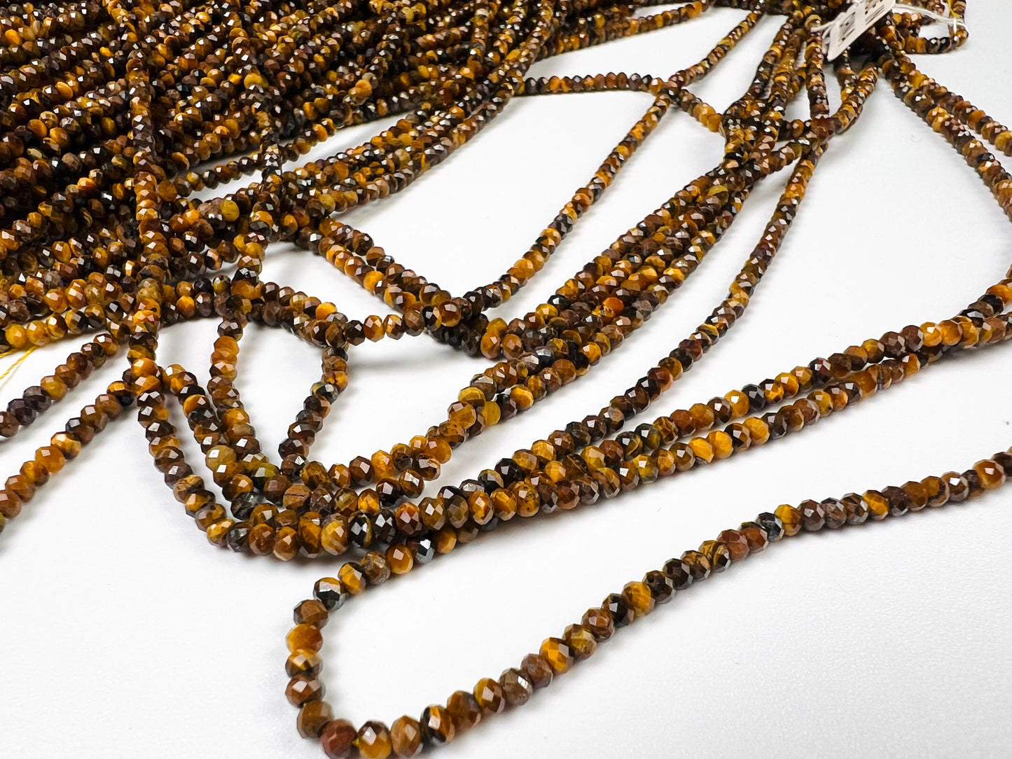 Natural Tiger Eye 3.5-4mm Faceted Rondelle, Jewelry Making Natural Tiger Eye Gemstone Beads 15" Strand