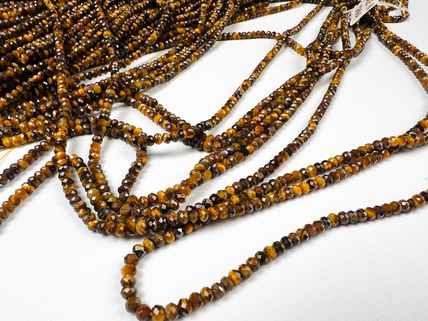 Natural Tiger Eye 3.5-4mm Faceted Rondelle, Jewelry Making Natural Tiger Eye Gemstone Beads 15" Strand