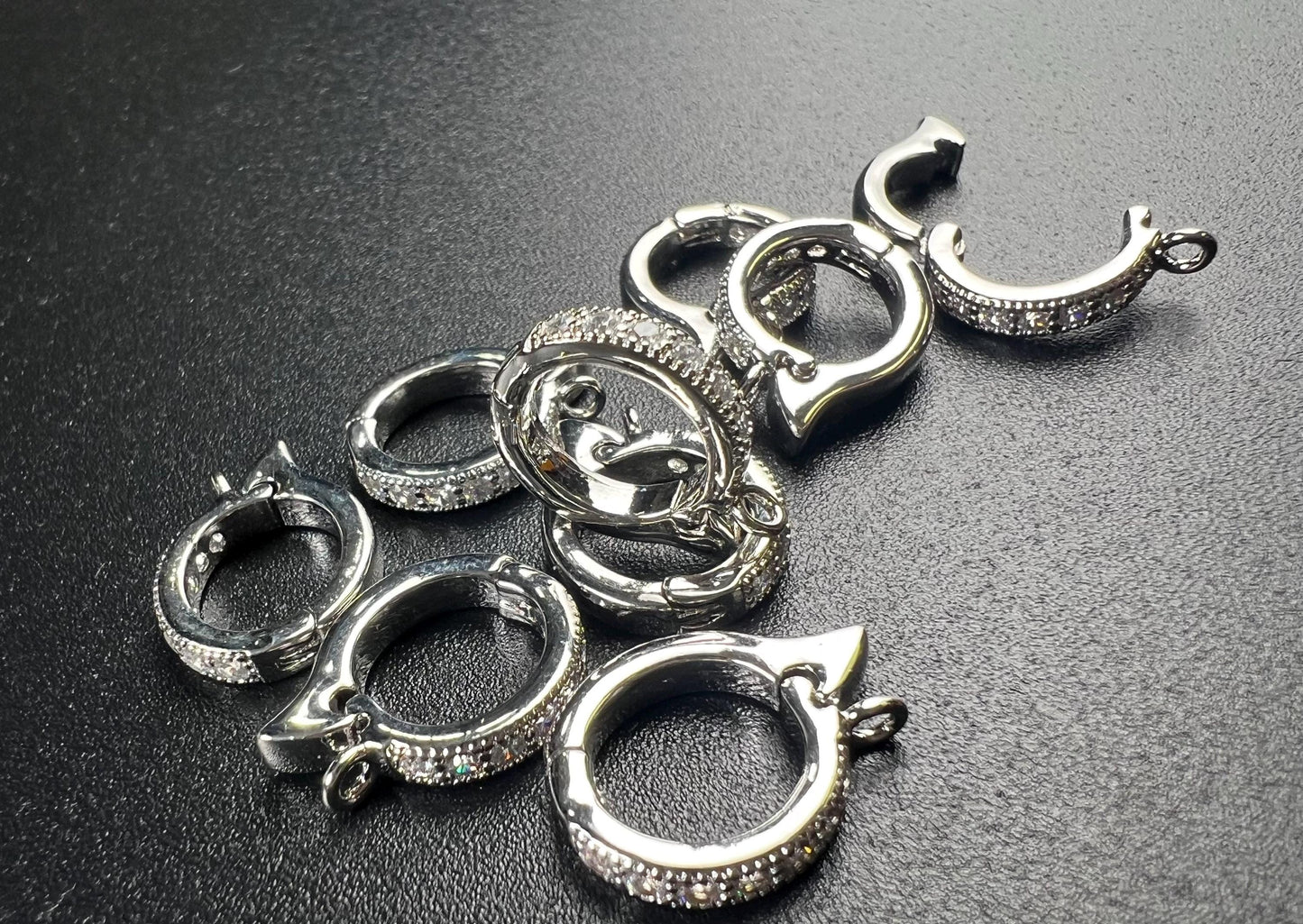 Cubic zirconia Sterling Silver CZ diamond Enhancer Hinged Bail Heavy duty Interchangeable Pendant holder 11mm snap on Bail