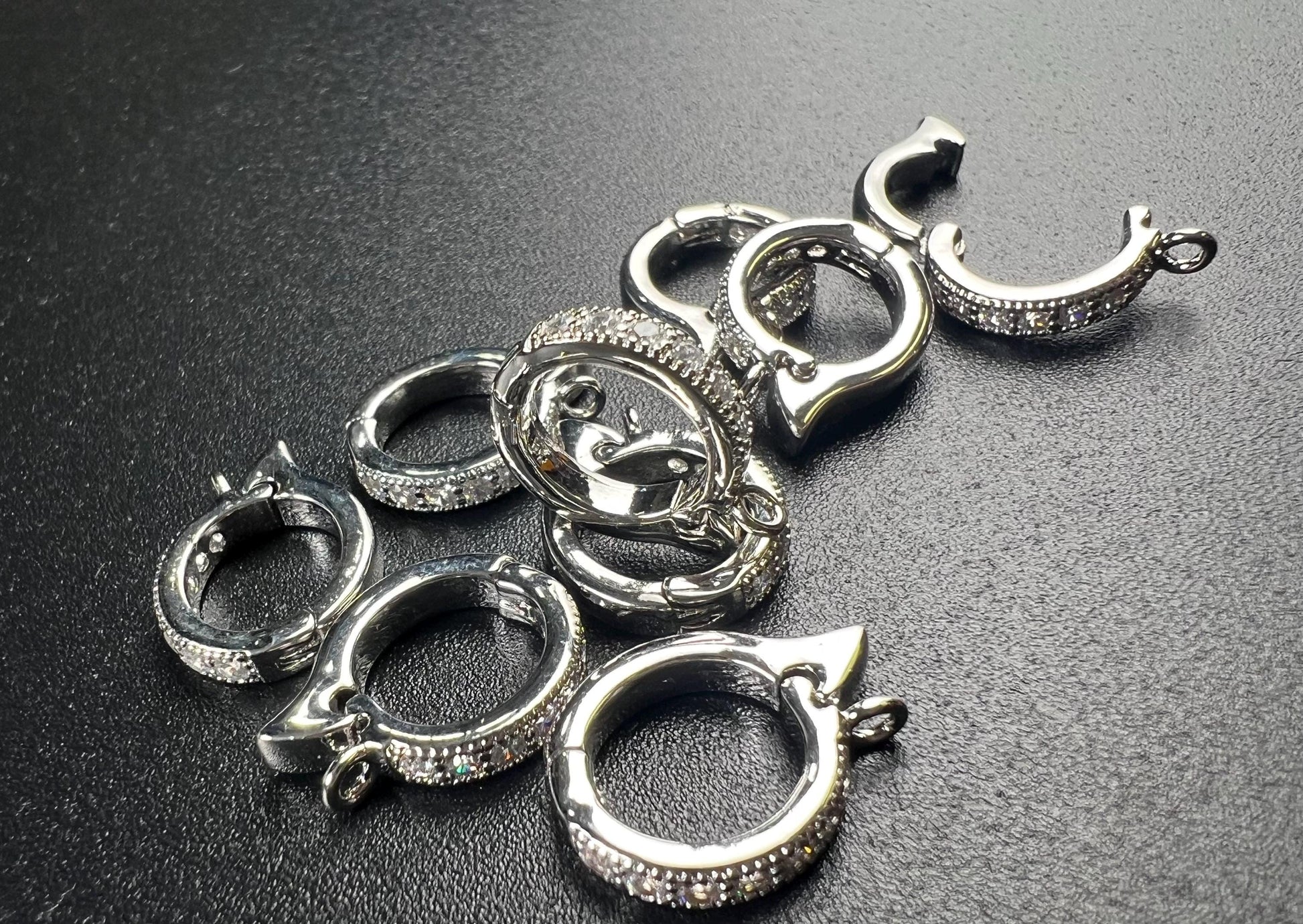 Cubic zirconia Sterling Silver CZ diamond Enhancer Hinged Bail Heavy duty Interchangeable Pendant holder 11mm snap on Bail