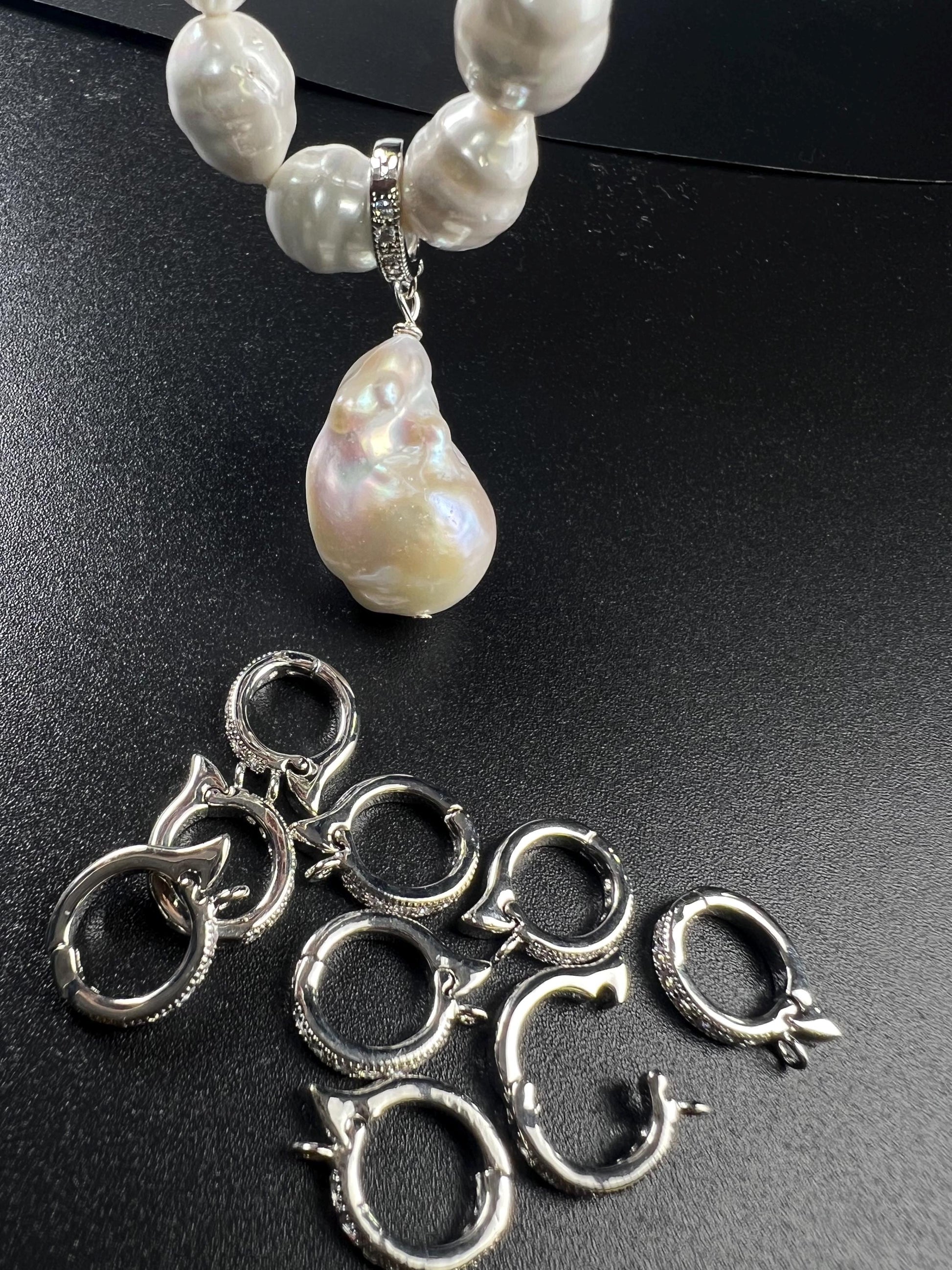 Cubic zirconia Sterling Silver CZ diamond Enhancer Hinged Bail Heavy duty Interchangeable Pendant holder 11mm snap on Bail