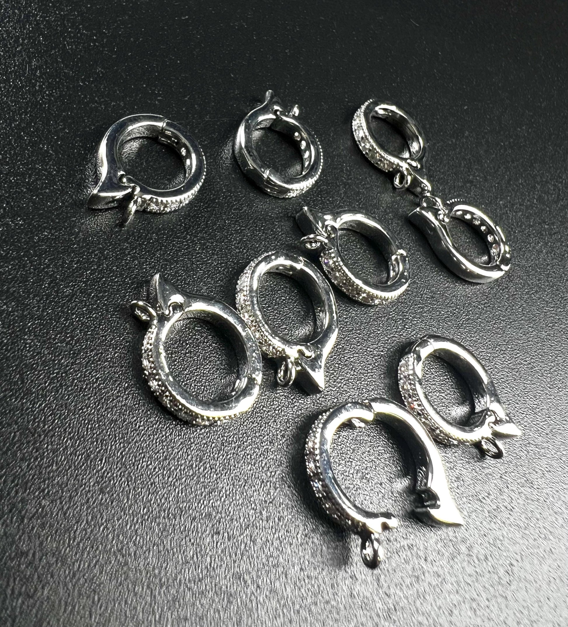 Cubic zirconia Sterling Silver CZ diamond Enhancer Hinged Bail Heavy duty Interchangeable Pendant holder 11mm snap on Bail