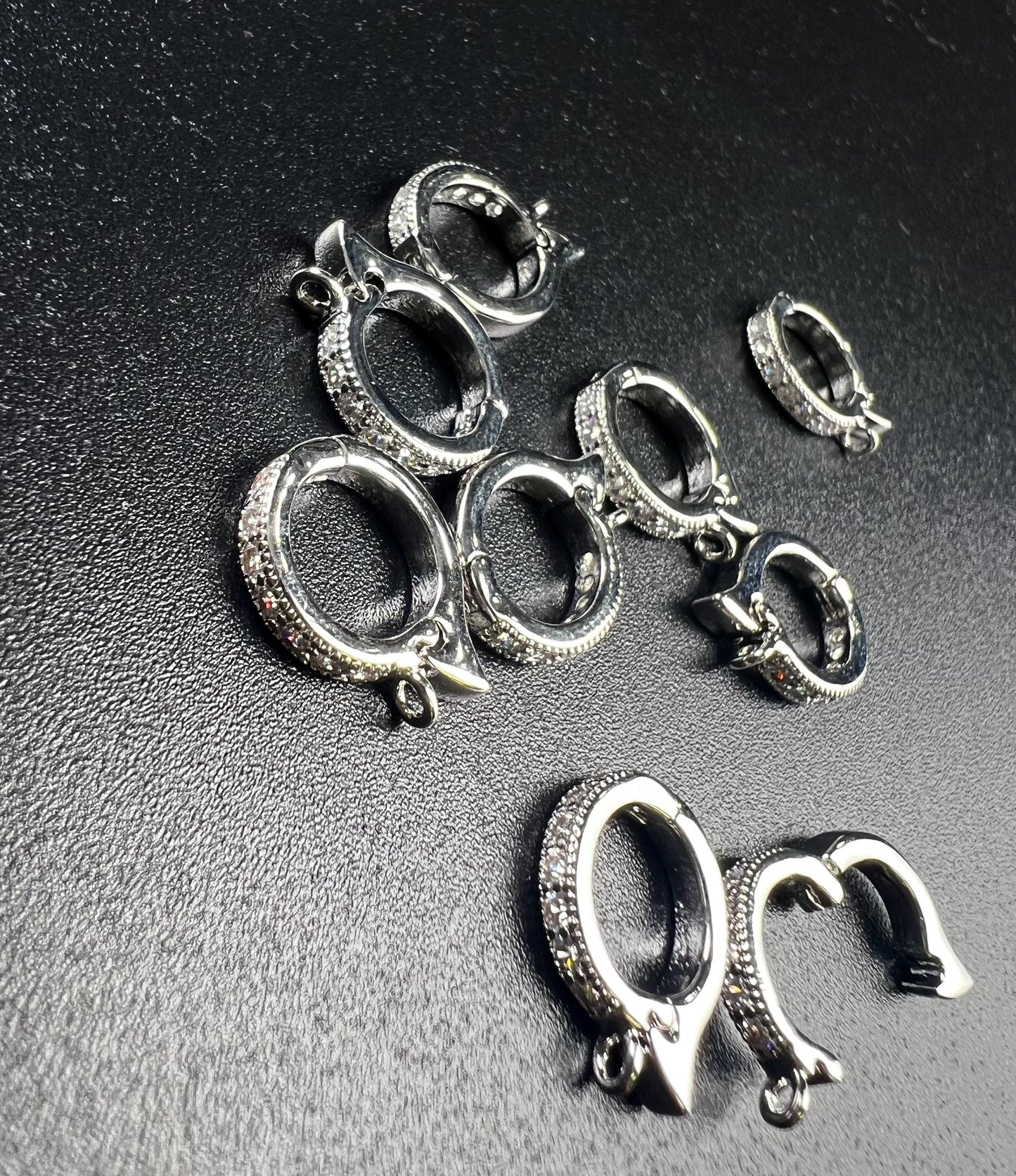 Cubic zirconia Sterling Silver CZ diamond Enhancer Hinged Bail Heavy duty Interchangeable Pendant holder 11mm snap on Bail