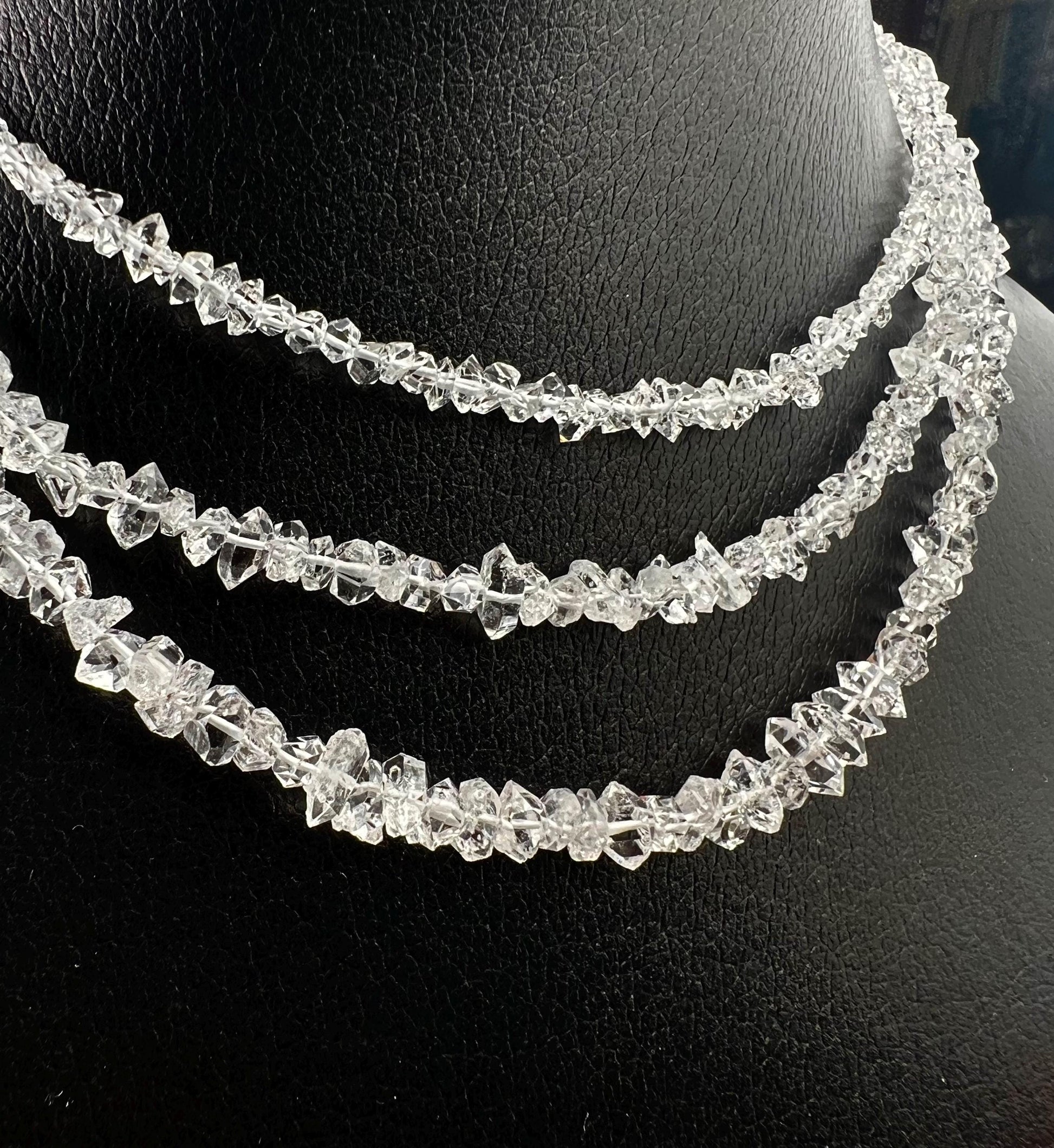 Herkimer Diamond 2x4-3x5mm Raw DoubleTerminated Sparkly Clear AAA High Quality Herkimer Diamond in 925 Sterling Silver Necklace