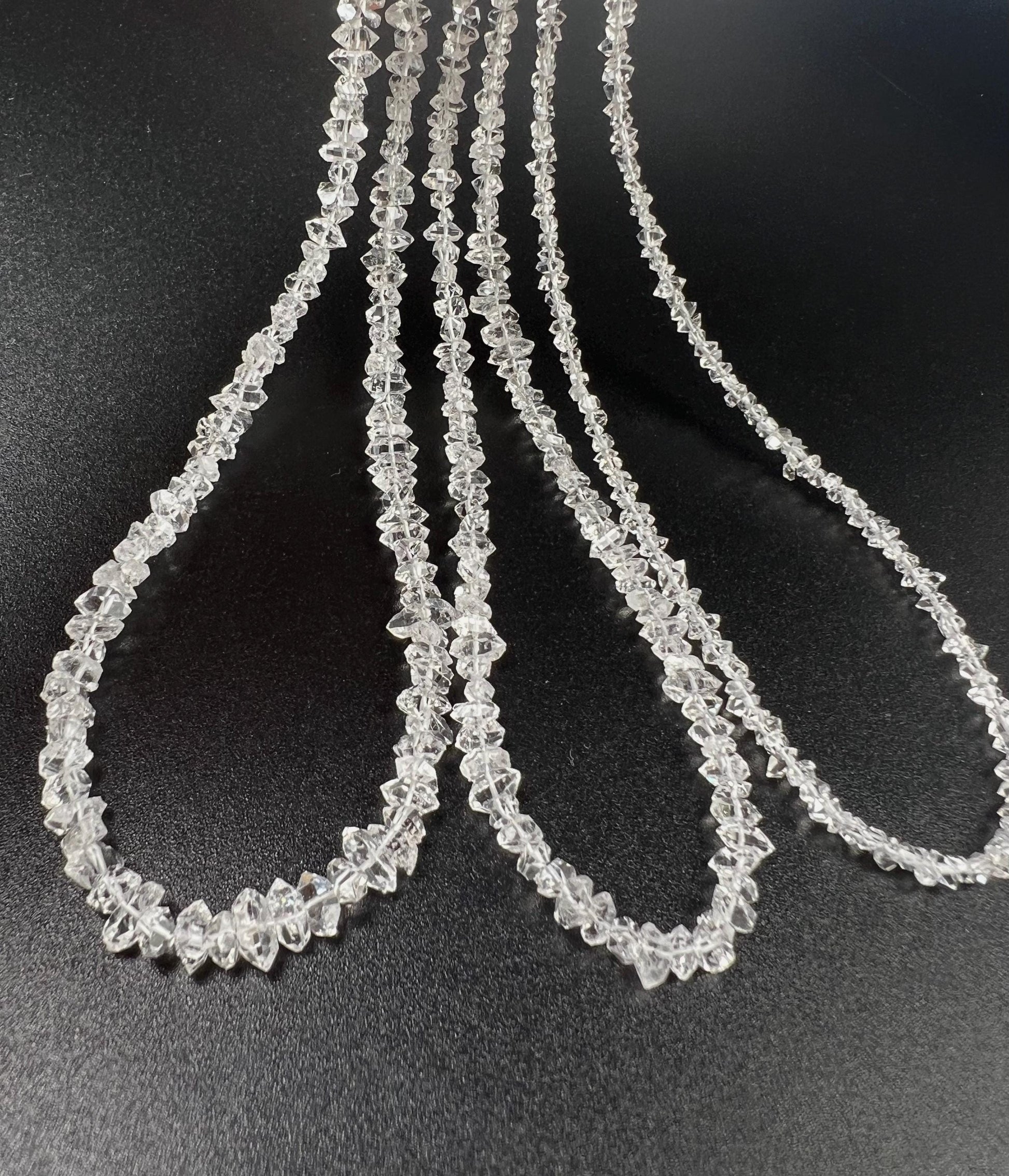 Herkimer Diamond 2x4-3x5mm Raw DoubleTerminated Sparkly Clear AAA High Quality Herkimer Diamond in 925 Sterling Silver Necklace