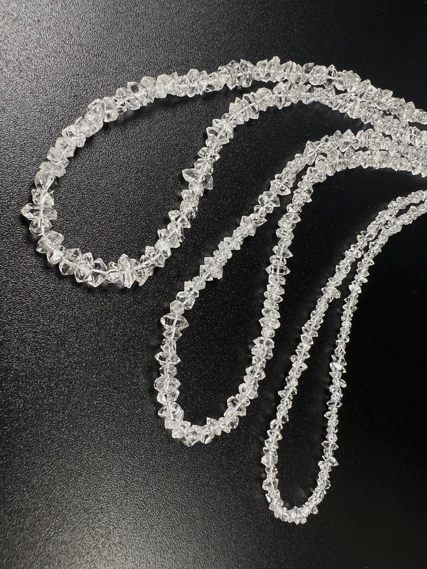 Herkimer Diamond 2x4-3x5mm Raw DoubleTerminated Sparkly Clear AAA High Quality Herkimer Diamond in 925 Sterling Silver Necklace