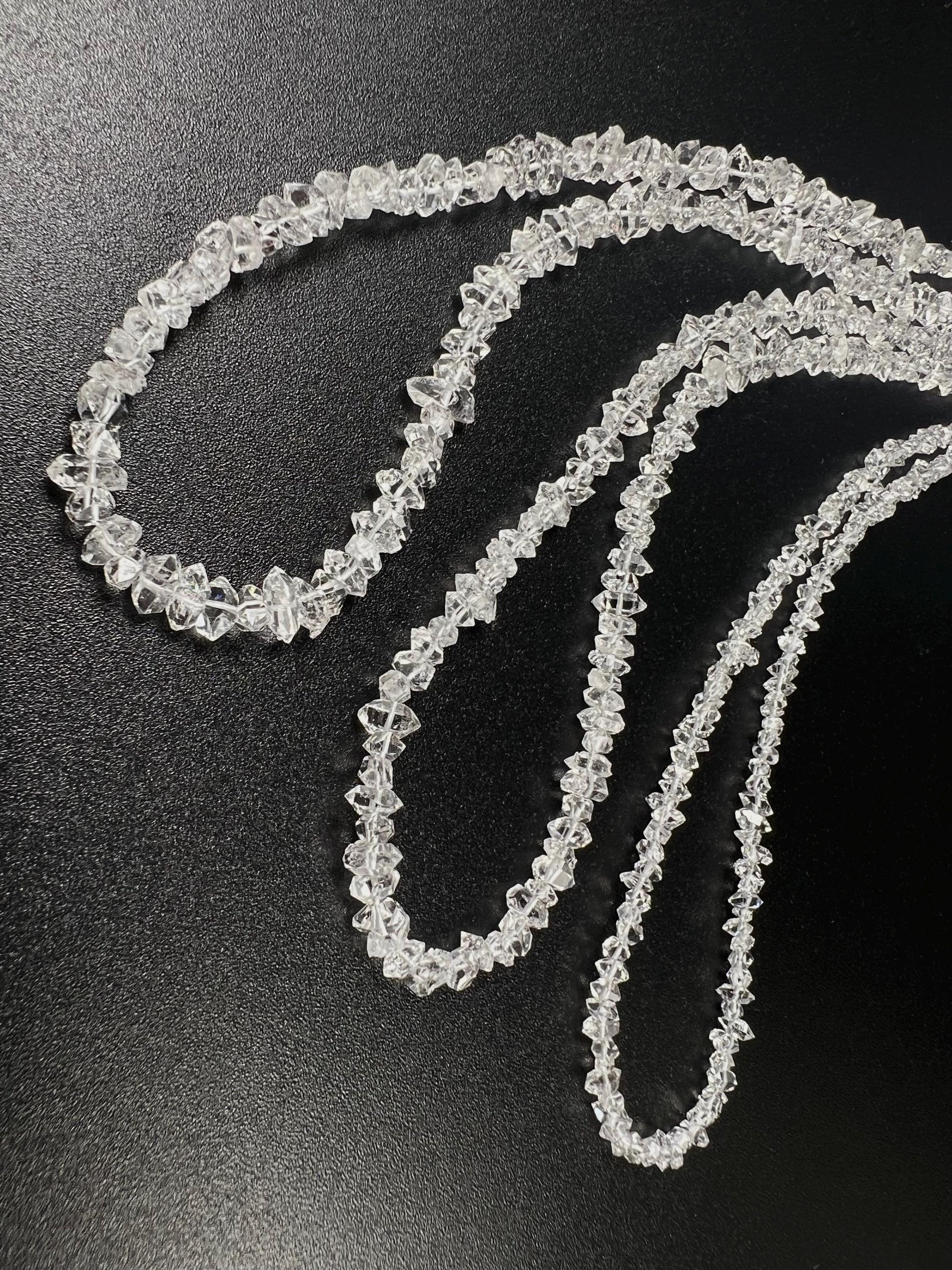 Herkimer Diamond 2x4-3x5mm Raw DoubleTerminated Sparkly Clear AAA High Quality Herkimer Diamond in 925 Sterling Silver Necklace