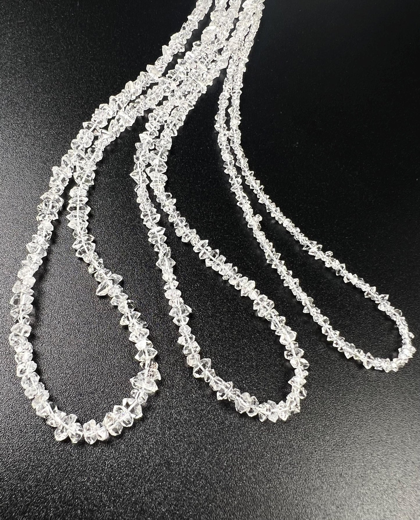 Herkimer Diamond 2x4-3x5mm Raw DoubleTerminated Sparkly Clear AAA High Quality Herkimer Diamond in 925 Sterling Silver Necklace