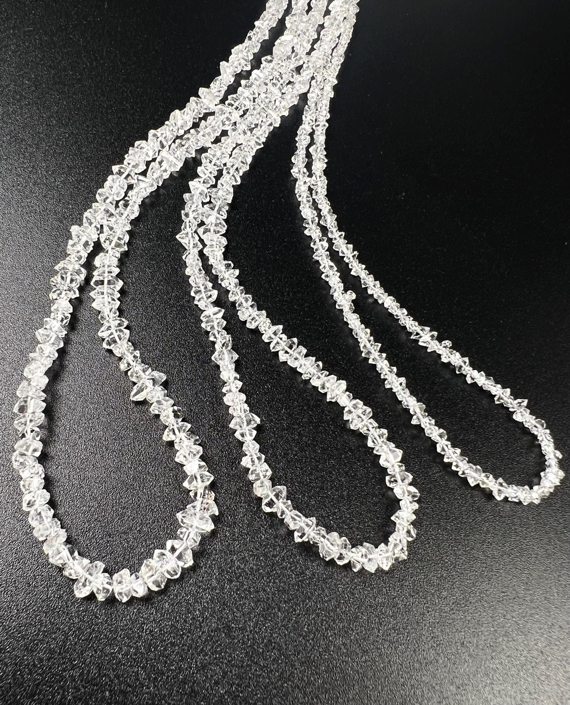 Herkimer Diamond 2x4-3x5mm Raw DoubleTerminated Sparkly Clear AAA High Quality Herkimer Diamond in 925 Sterling Silver Necklace