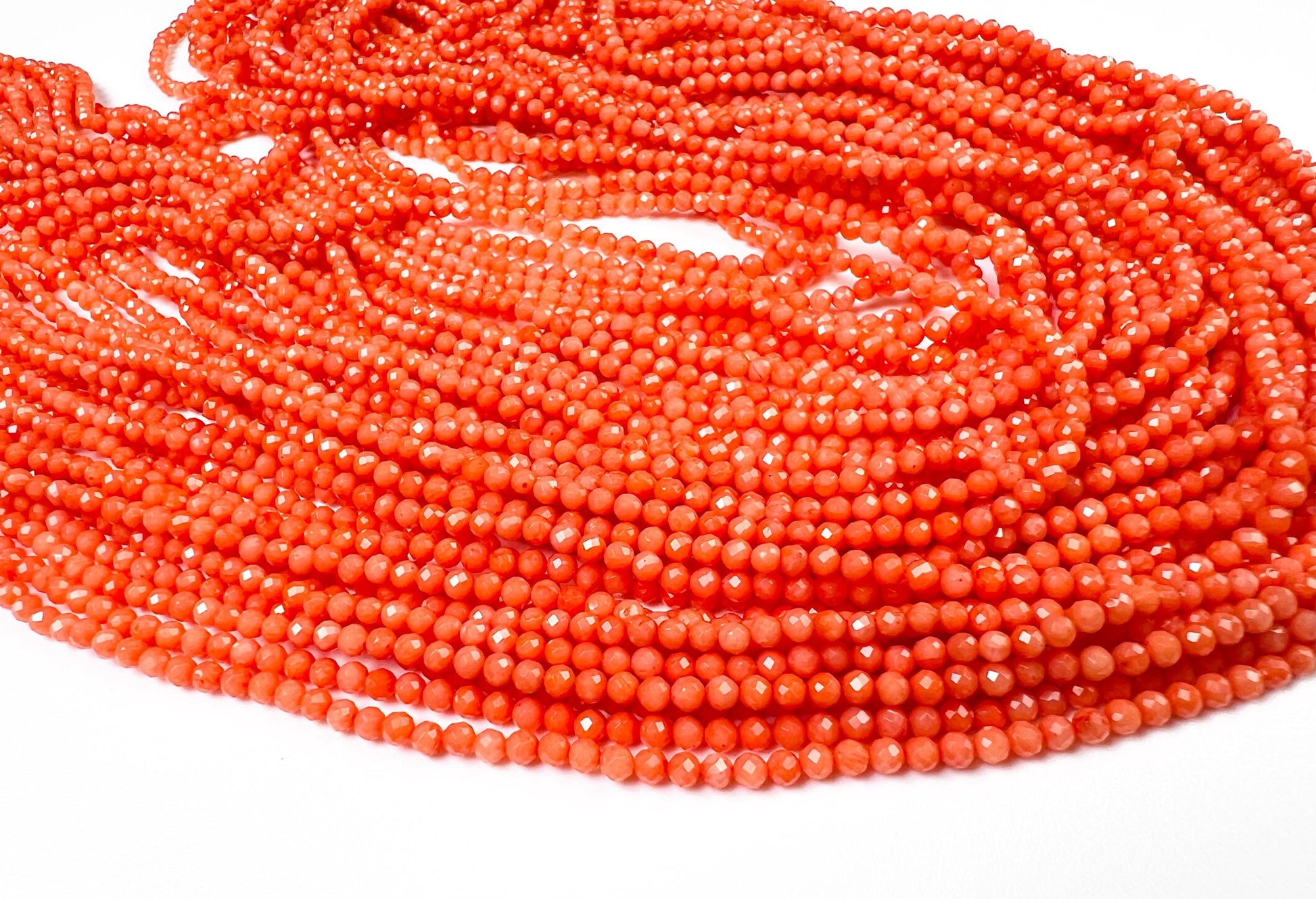 Natural Italian coral Rice Faveted 2.5mm salmon pink beads AAA quality Round Beads 15.25" long Strand