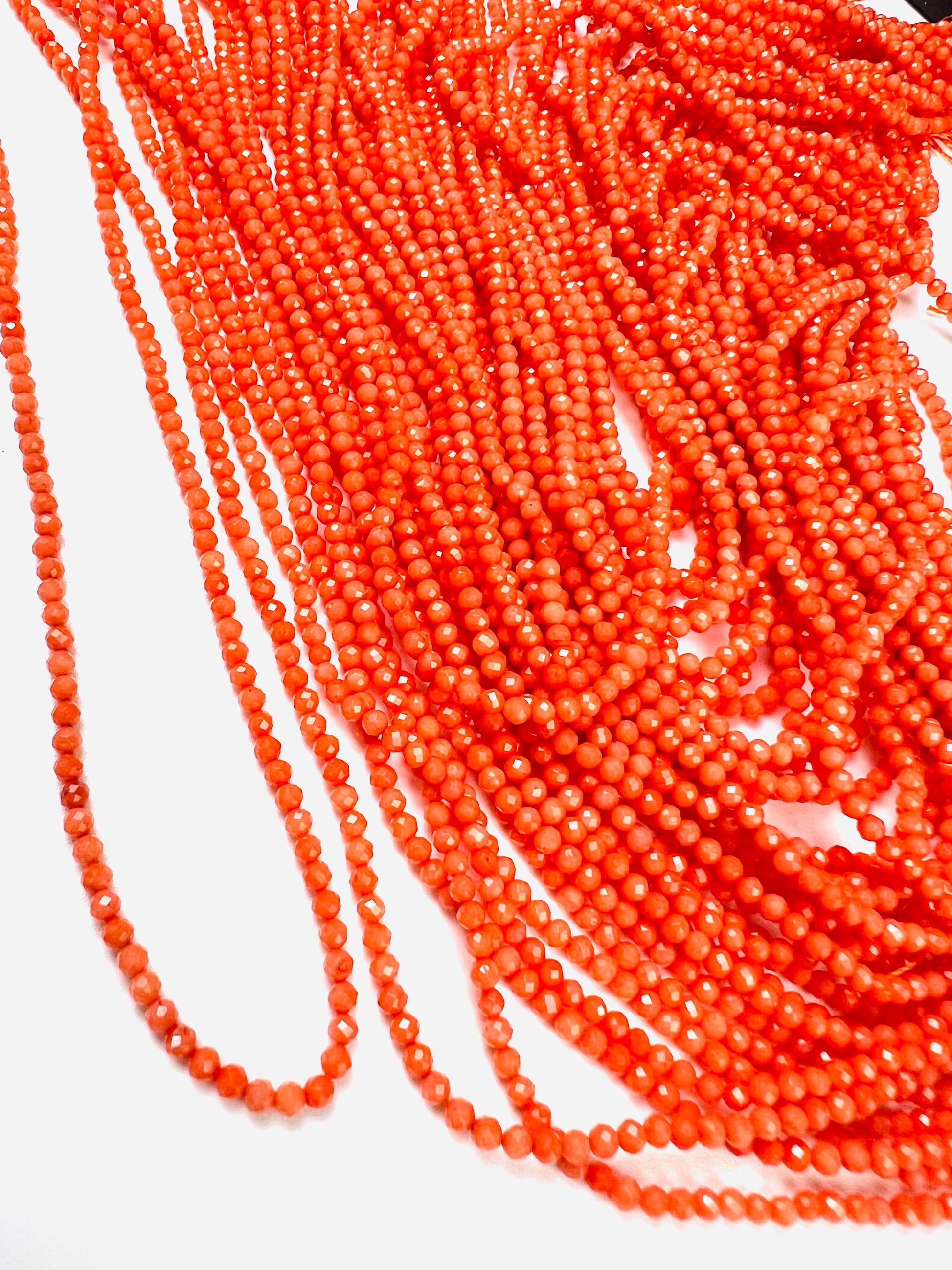 Natural Italian coral Faceted round 2.5mm salmon pink beads AAA quality Round Beads 15.25" long Strand