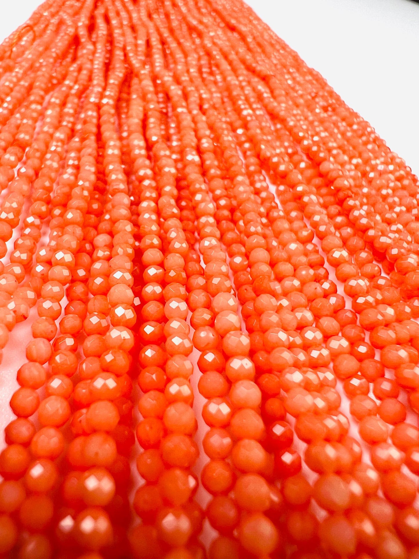 Natural Italian coral Rice Faveted 2.5mm salmon pink beads AAA quality Round Beads 15.25" long Strand