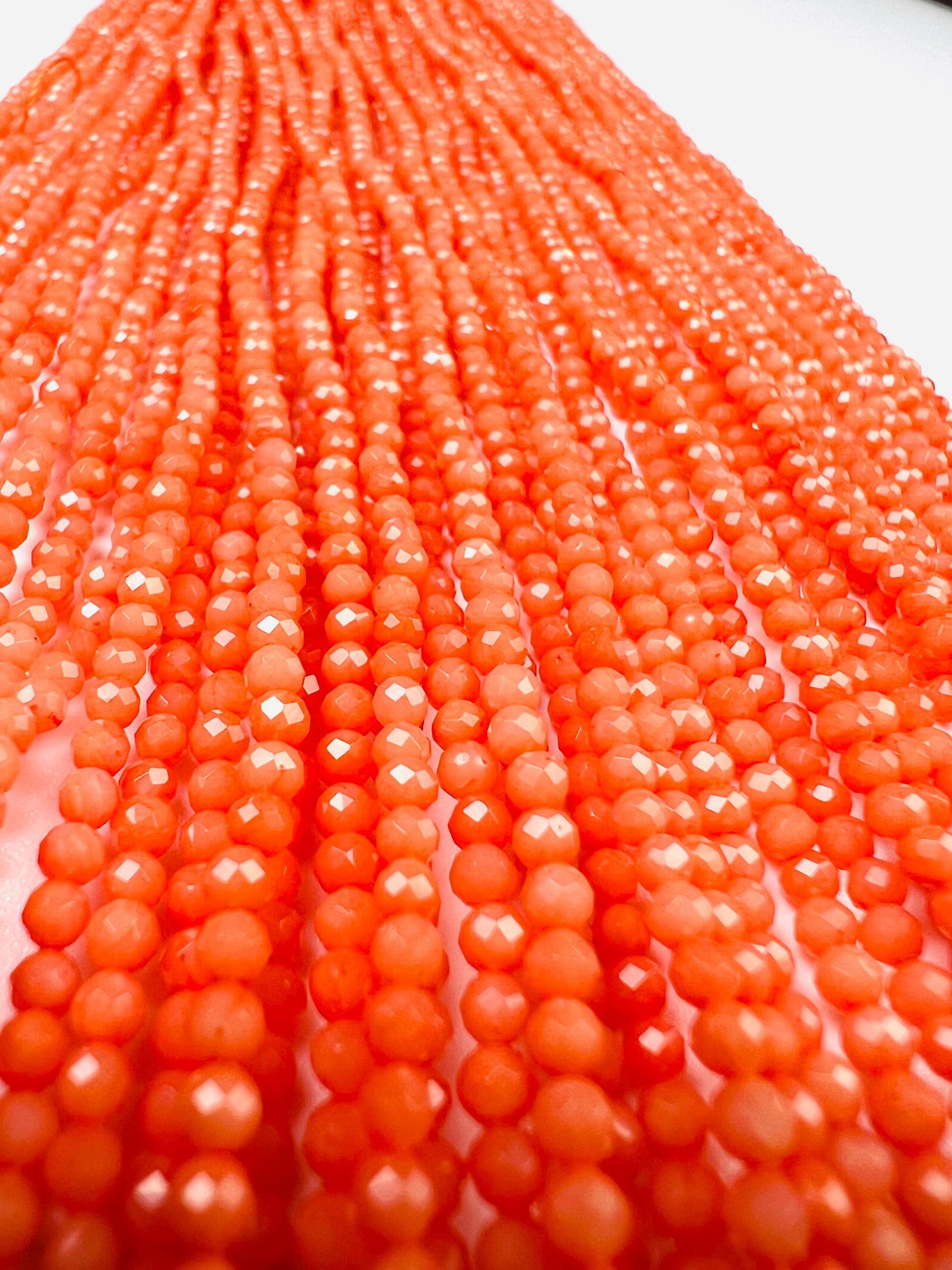 Natural Italian coral Rice Faveted 2.5mm salmon pink beads AAA quality Round Beads 15.25" long Strand