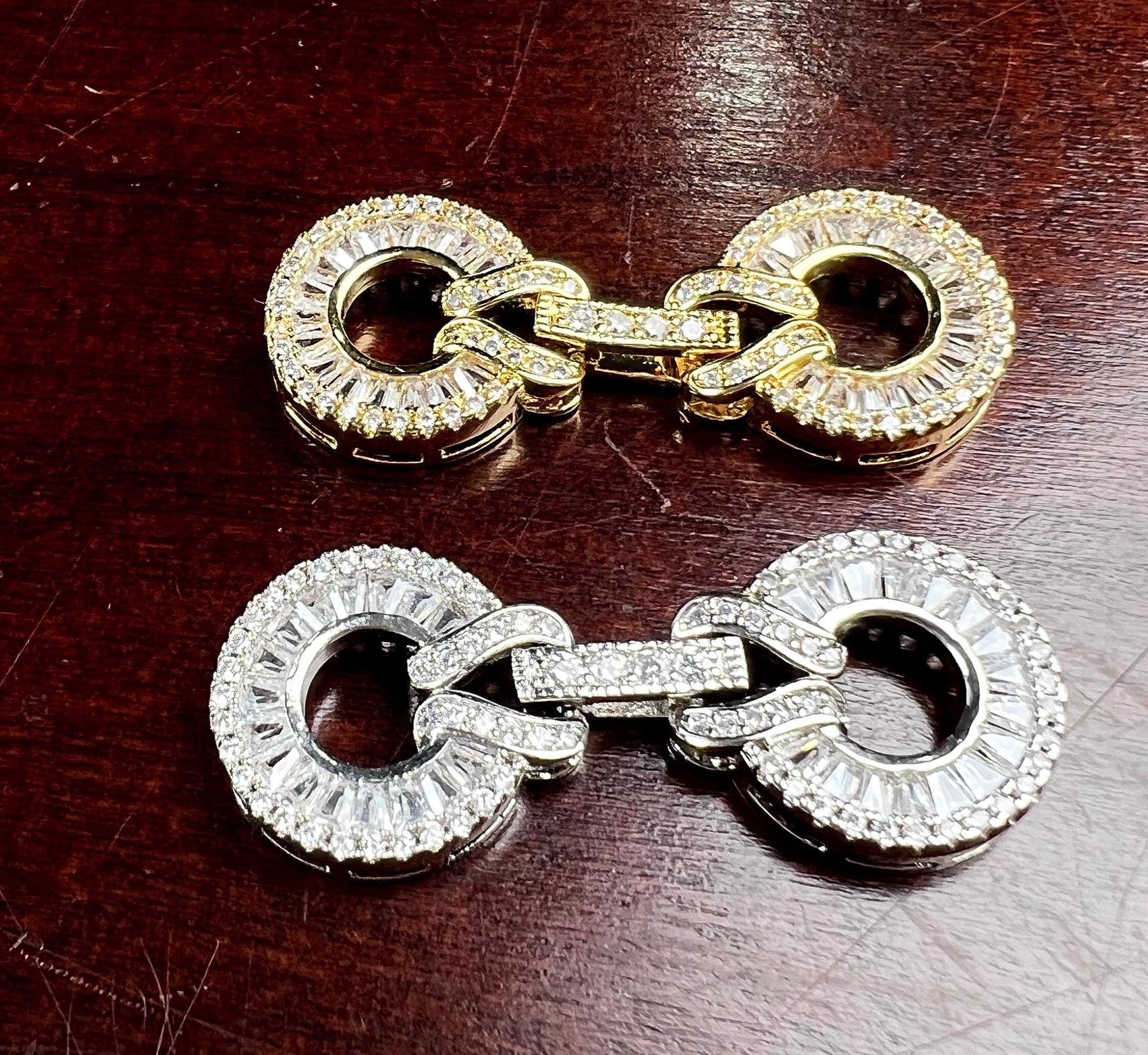 Cubic Zirconia CZ Diamond Pave clasp Jewelry making fancy clasp 1 set , 35mm Long
