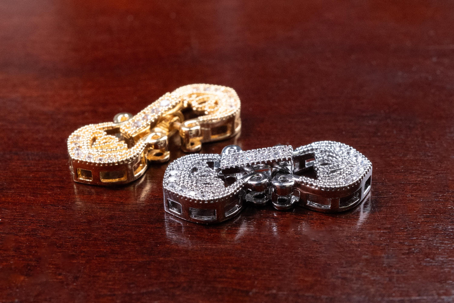 Multi strand, Cubic Zirconia CZ Diamond, Sterling Silver Rhodium Fancy Clasp, 1 to 3 Line High End Jewelry Making Clasp. 24mm Long