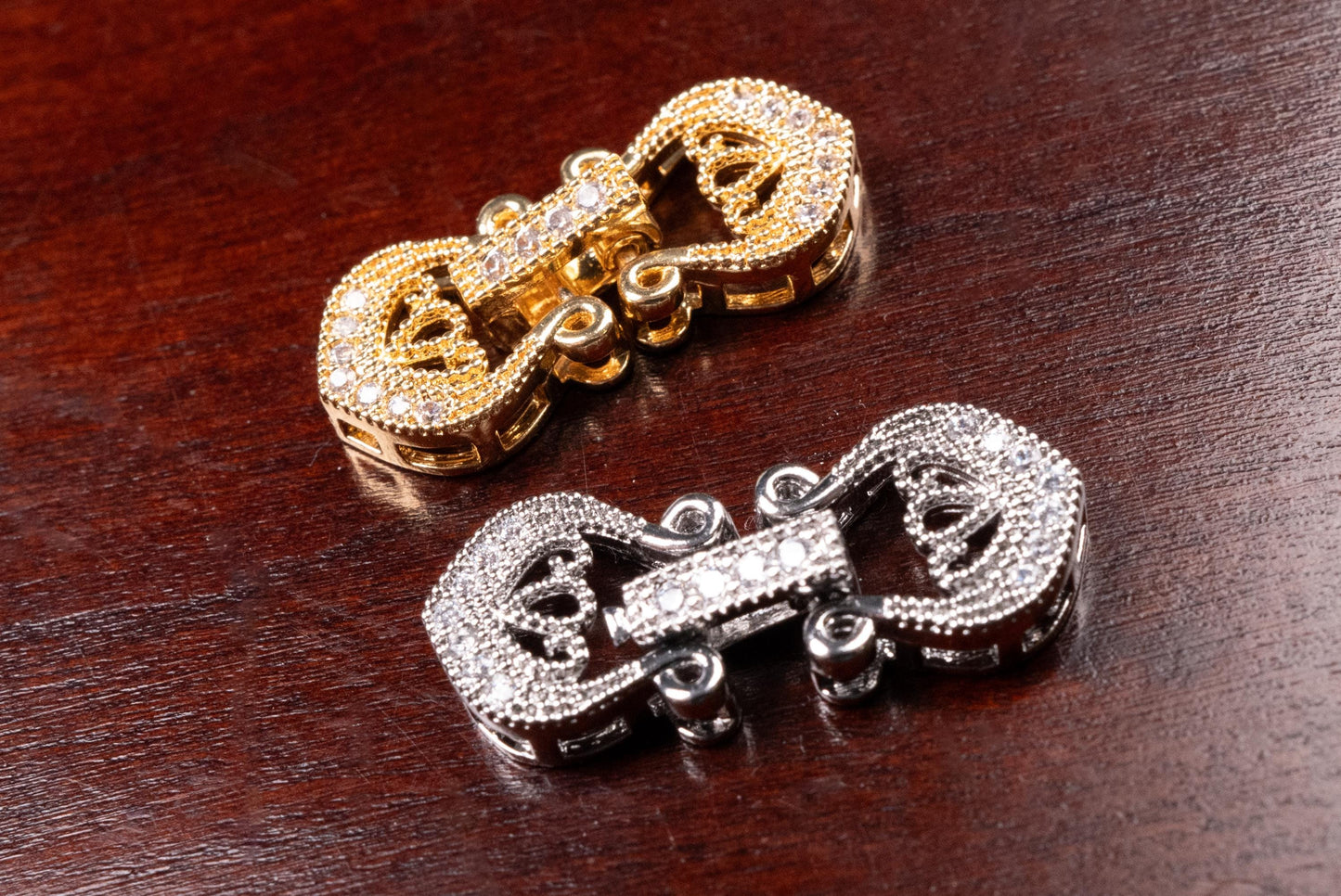 Multi strand, Cubic Zirconia CZ Diamond, Sterling Silver Rhodium Fancy Clasp, 1 to 3 Line High End Jewelry Making Clasp. 24mm Long