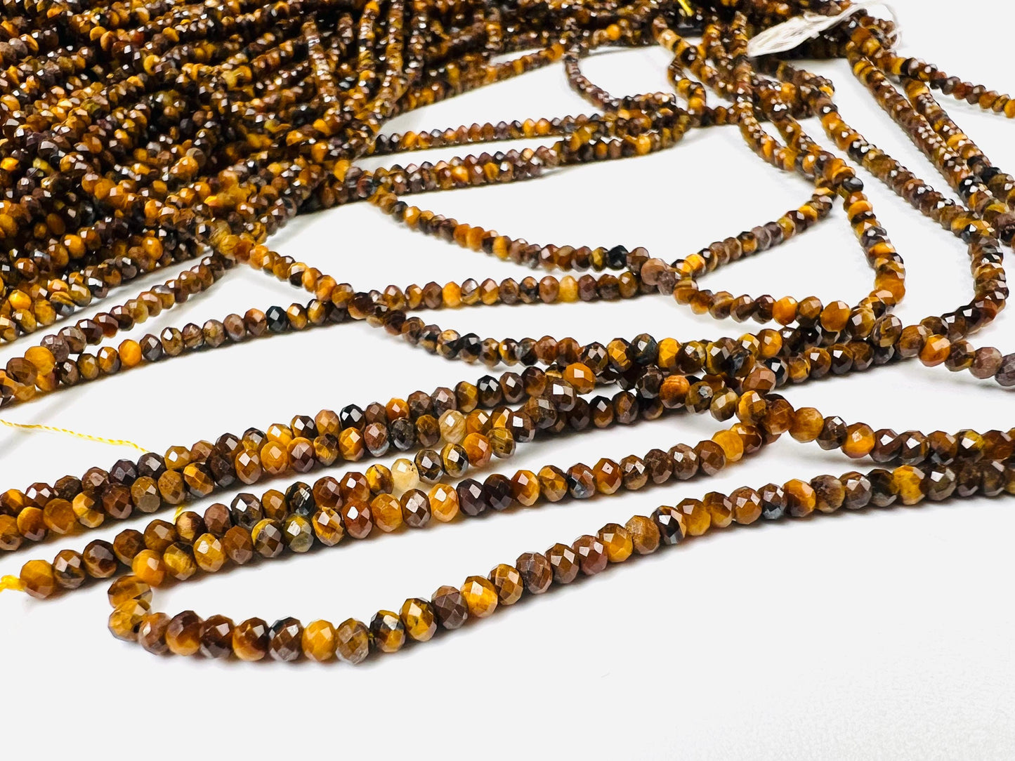 Natural Tiger Eye 3.5-4mm Faceted Rondelle, Jewelry Making Natural Tiger Eye Gemstone Beads 15" Strand