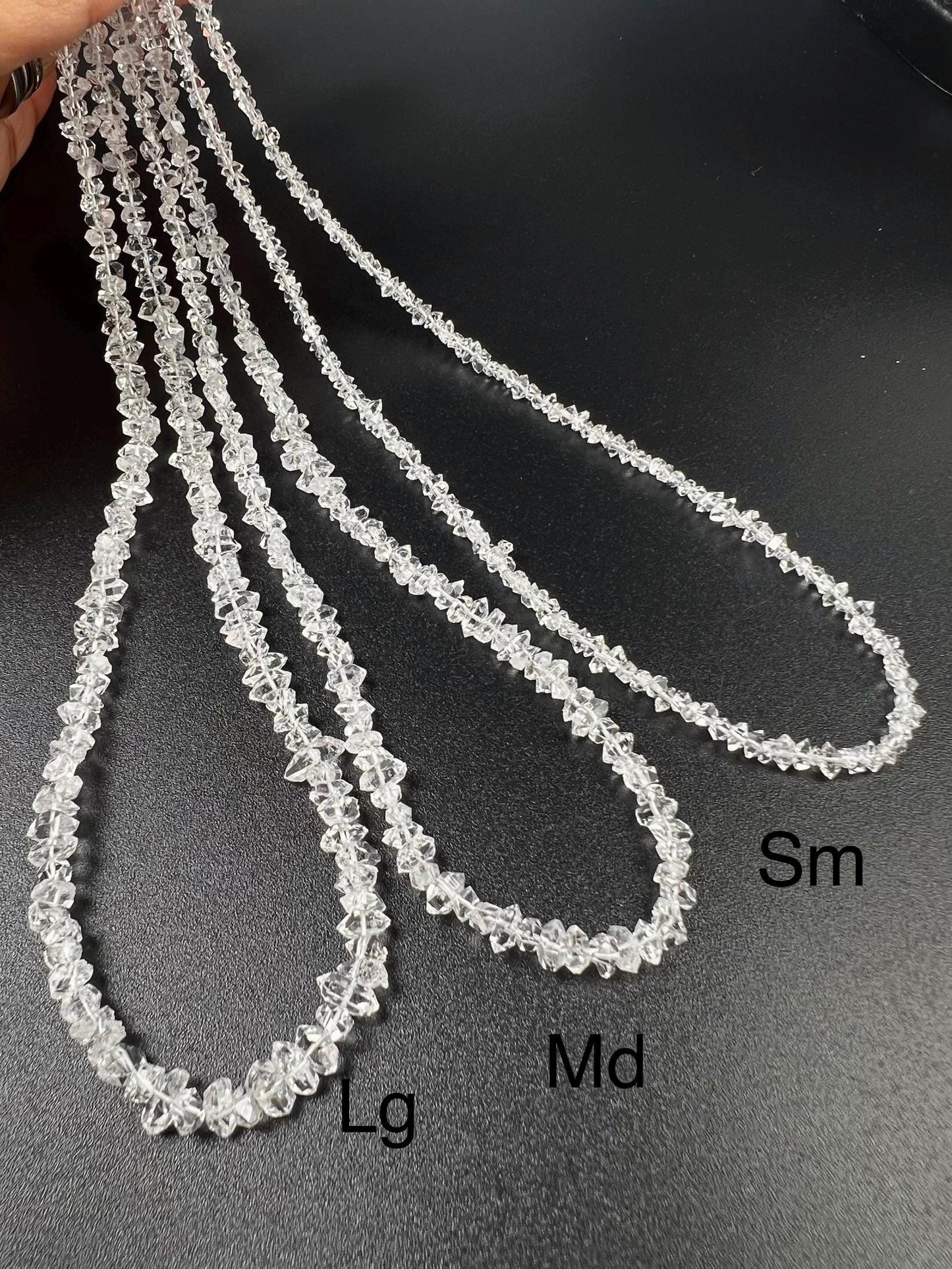 Herkimer Diamond 2x4-3x5mm Raw DoubleTerminated Sparkly Clear AAA High Quality Herkimer Diamond in 925 Sterling Silver Necklace