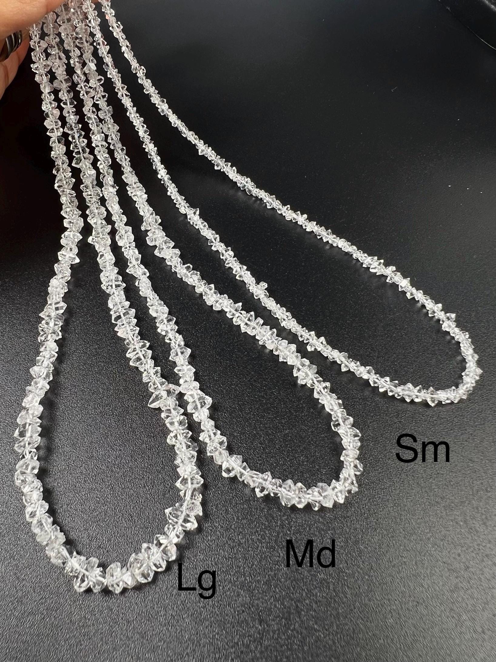 Herkimer Diamond 2x4-3x5mm Raw DoubleTerminated Sparkly Clear AAA High Quality Herkimer Diamond in 925 Sterling Silver Necklace