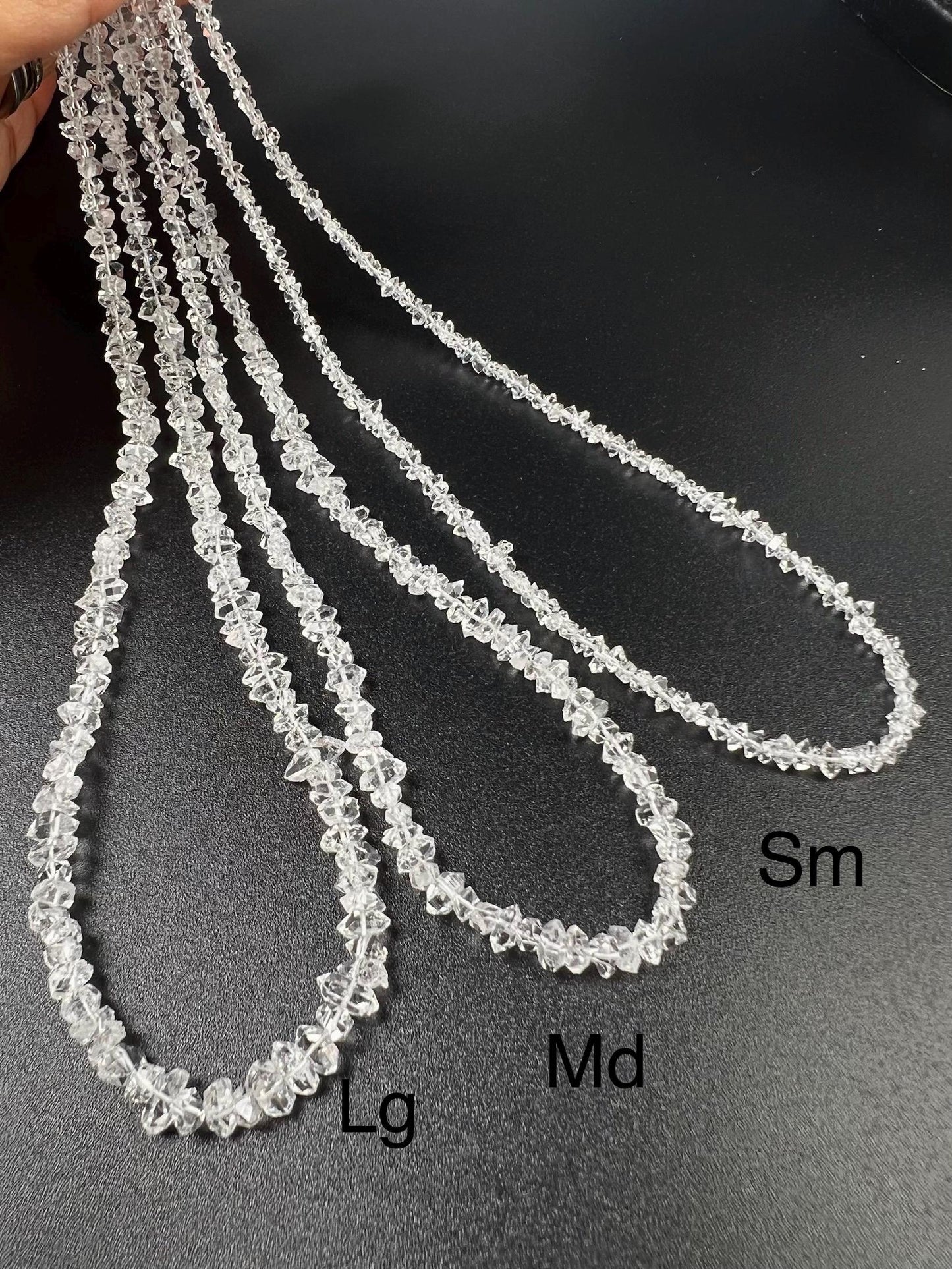 Herkimer Diamond 2x4-3x5mm Raw DoubleTerminated Sparkly Clear AAA High Quality Herkimer Diamond in 925 Sterling Silver Necklace