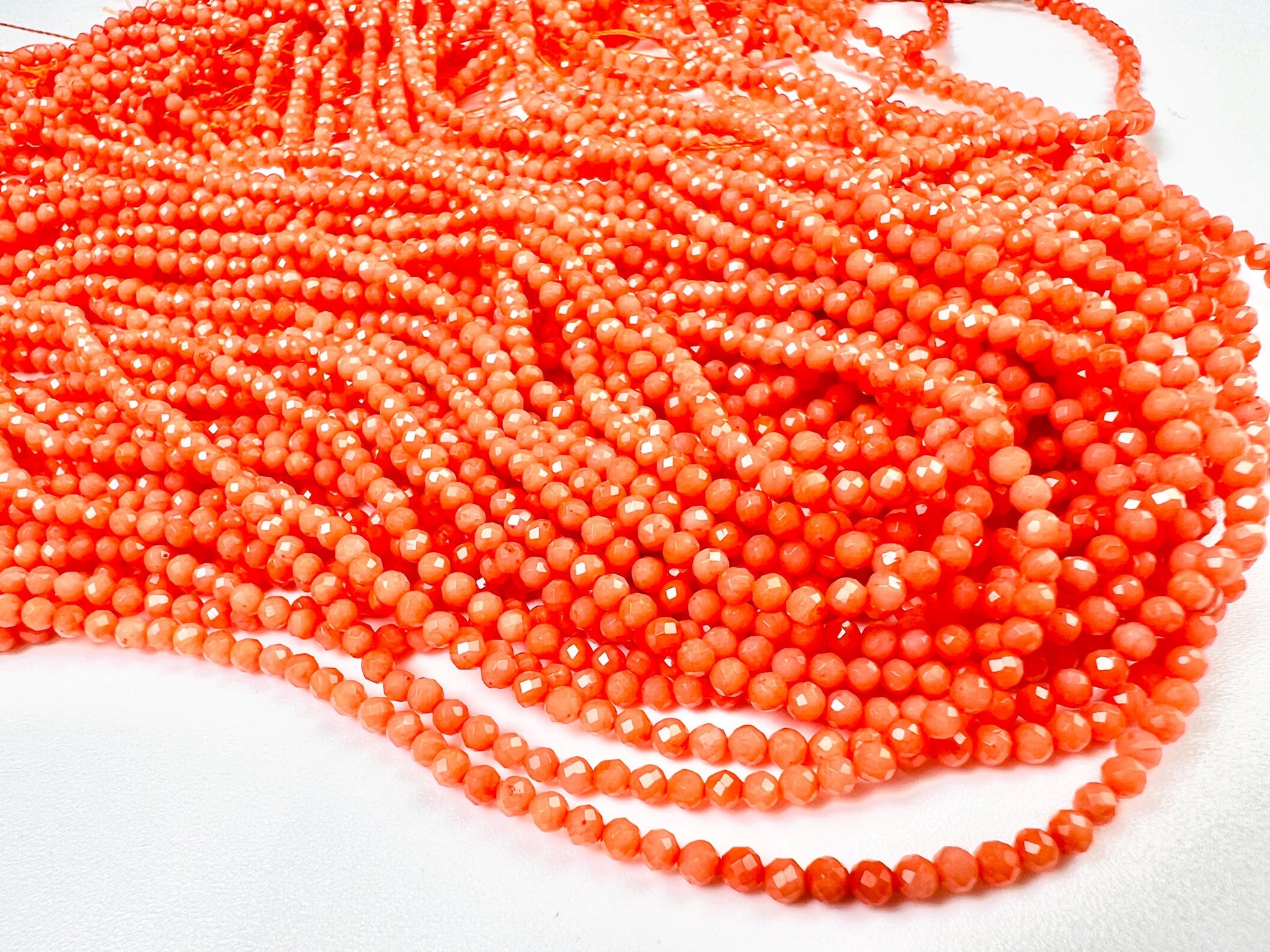 Natural Italian coral Rice Faveted 2.5mm salmon pink beads AAA quality Round Beads 15.25" long Strand