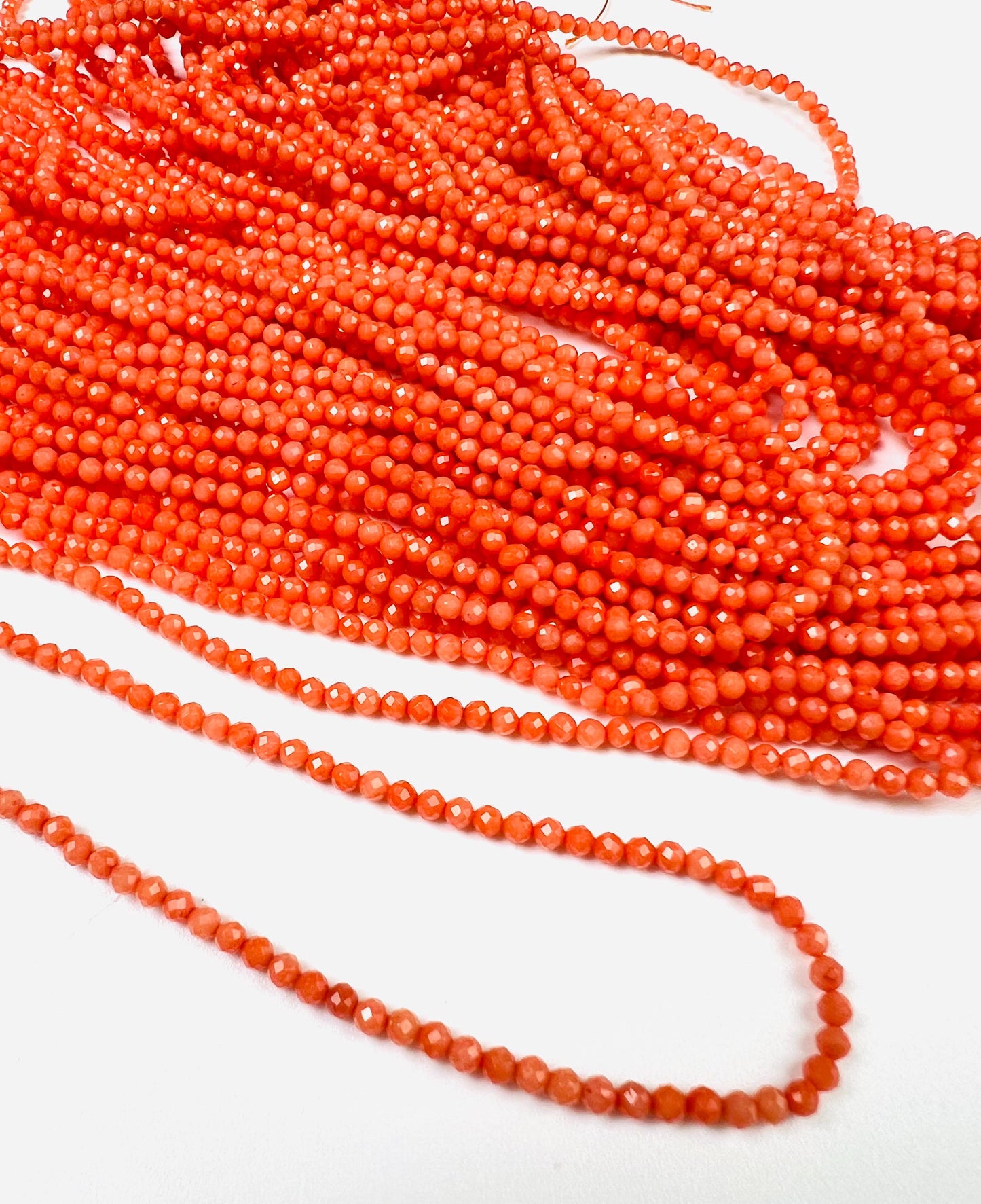 Natural Italian coral Rice Faveted 2.5mm salmon pink beads AAA quality Round Beads 15.25" long Strand