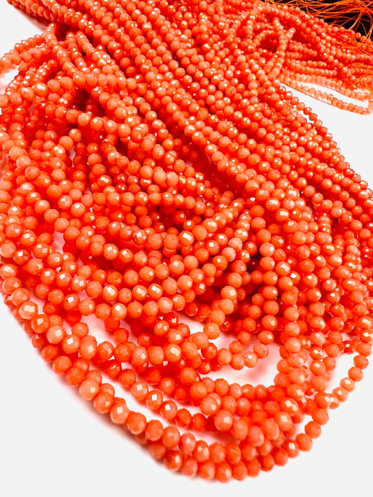 Natural Italian coral Faceted round 2.5mm salmon pink beads AAA quality Round Beads 15.25" long Strand